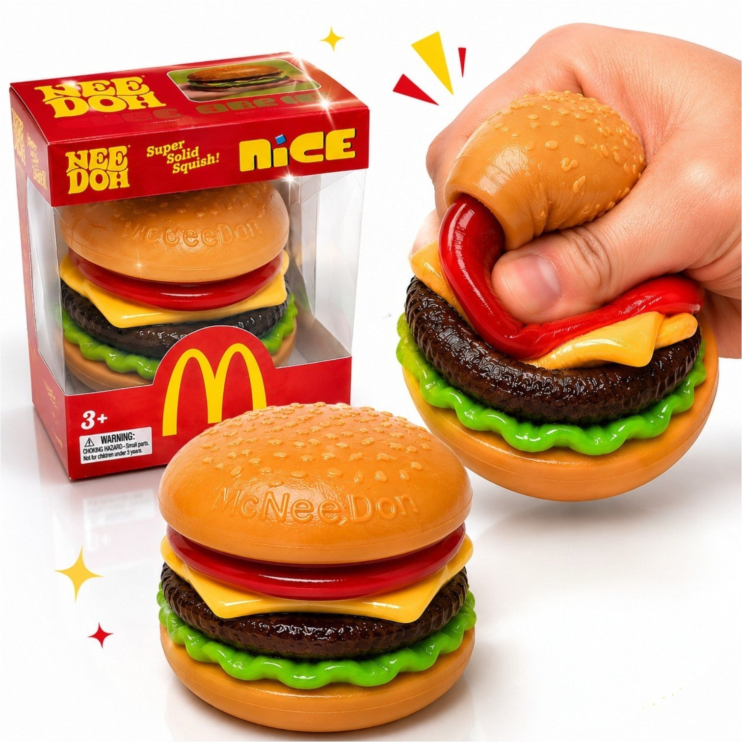 Jucărie Squishy Burger 7×3cm, Antistres, Slow Rising, Model Hamburger Realist si Elastic Engros