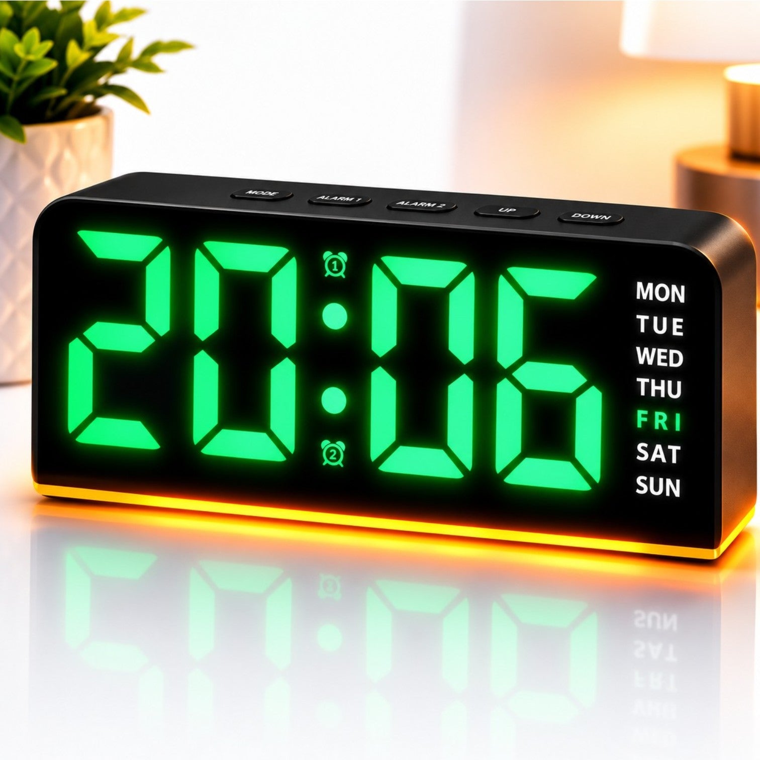 Ceas Digital LED 17×5×7.5cm, Afișaj LED Mare, Alarmă cu Funcție Amânare, Calendar și Ziua Săptămânii, Alimentare prin Adaptor USB sau Baterii Engros
