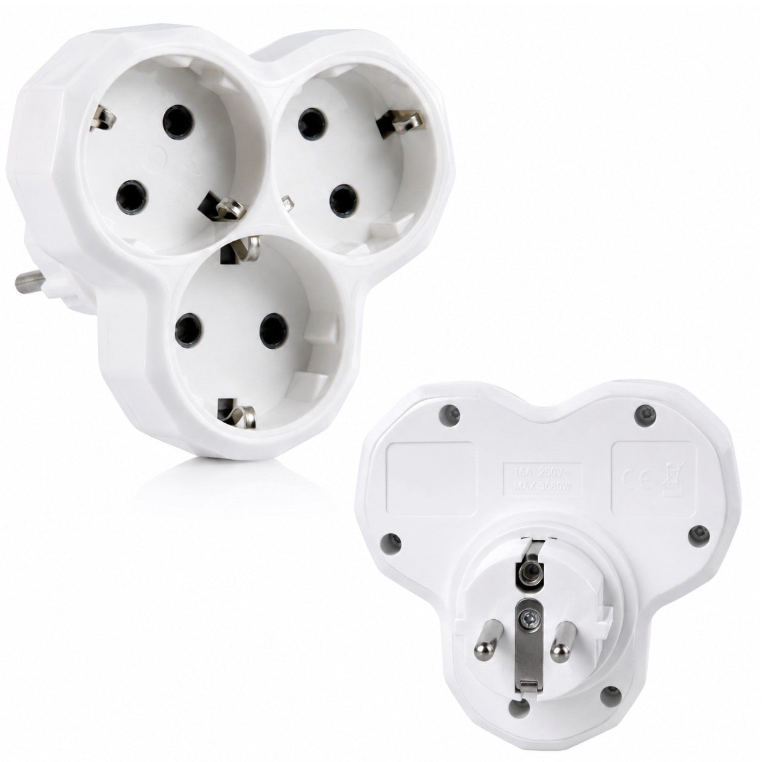 Adaptor Triplu 16A, 3 Prize cu Împământare, 3680W, 250V Engros