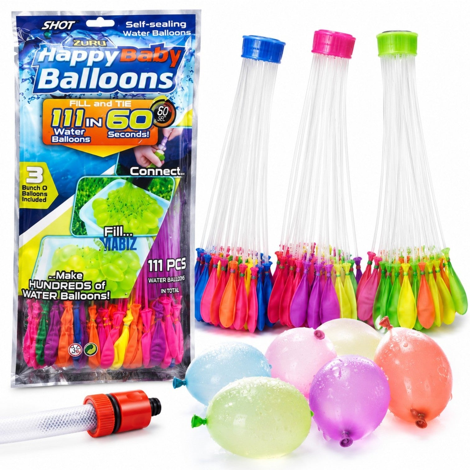 Baloane Colorate 111/set pentru Apa, cu Sistem de Umplere Diferite Culori Engros