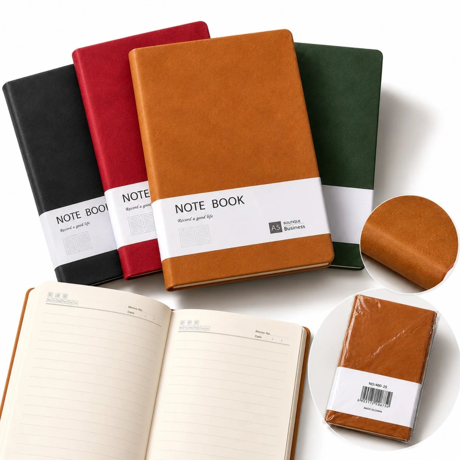 Agendă A5 21x15cm, Caiet cu Copertă PU Soft Touch, Dictando, Diferite Culori Engros
