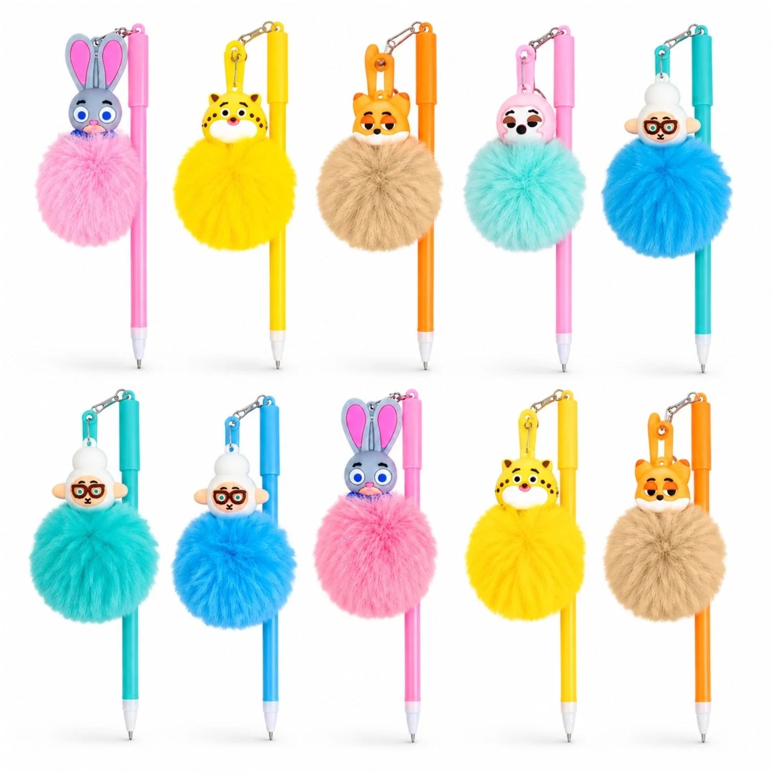 Pix cu Gel Albastru 30/set, cu Figurină și Puf Decorativ, 14cm Diferite Modele și Culori, Engros