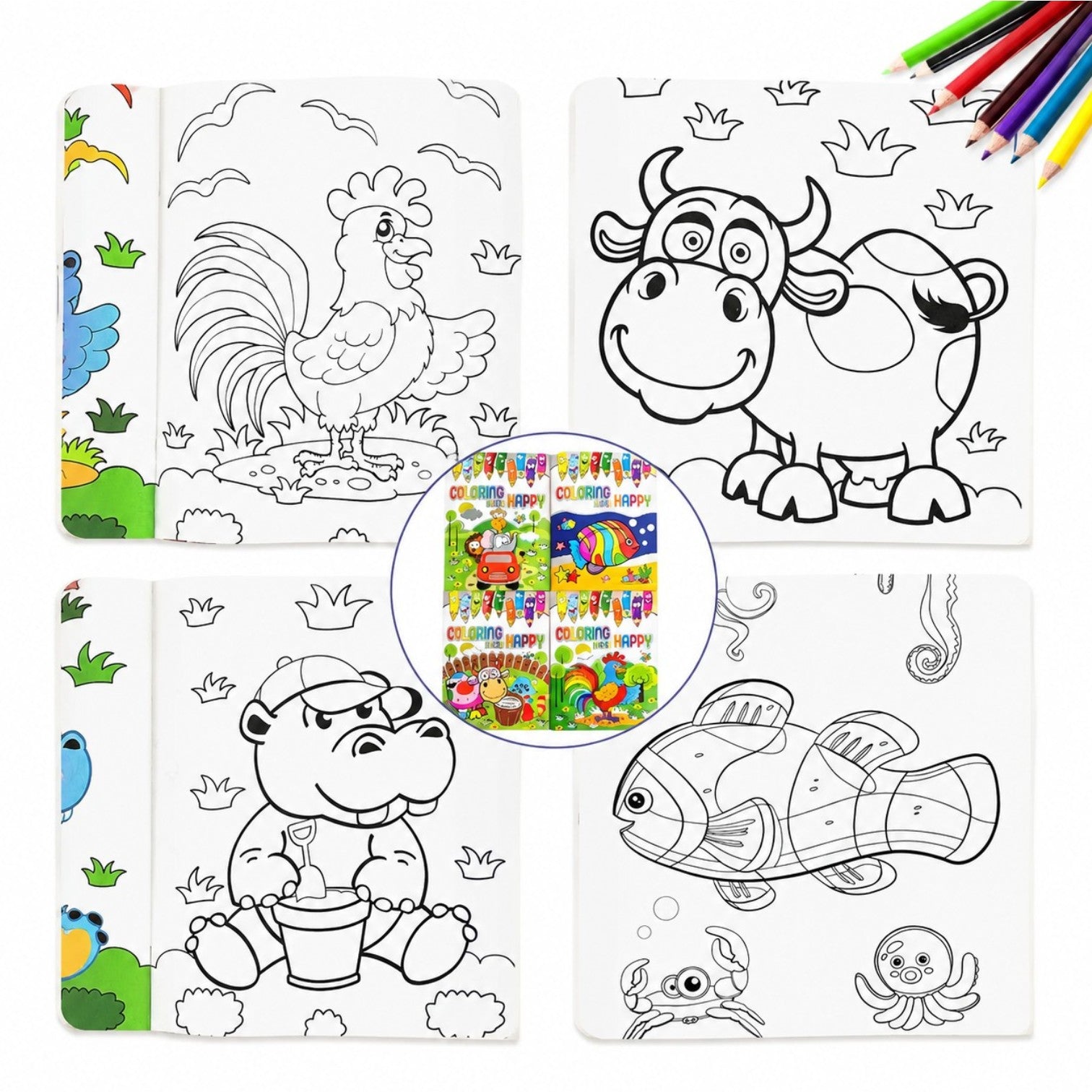 Carte de Colorat 12/set, pentru Copii 28.5×21cm, Diferite Modele Engros