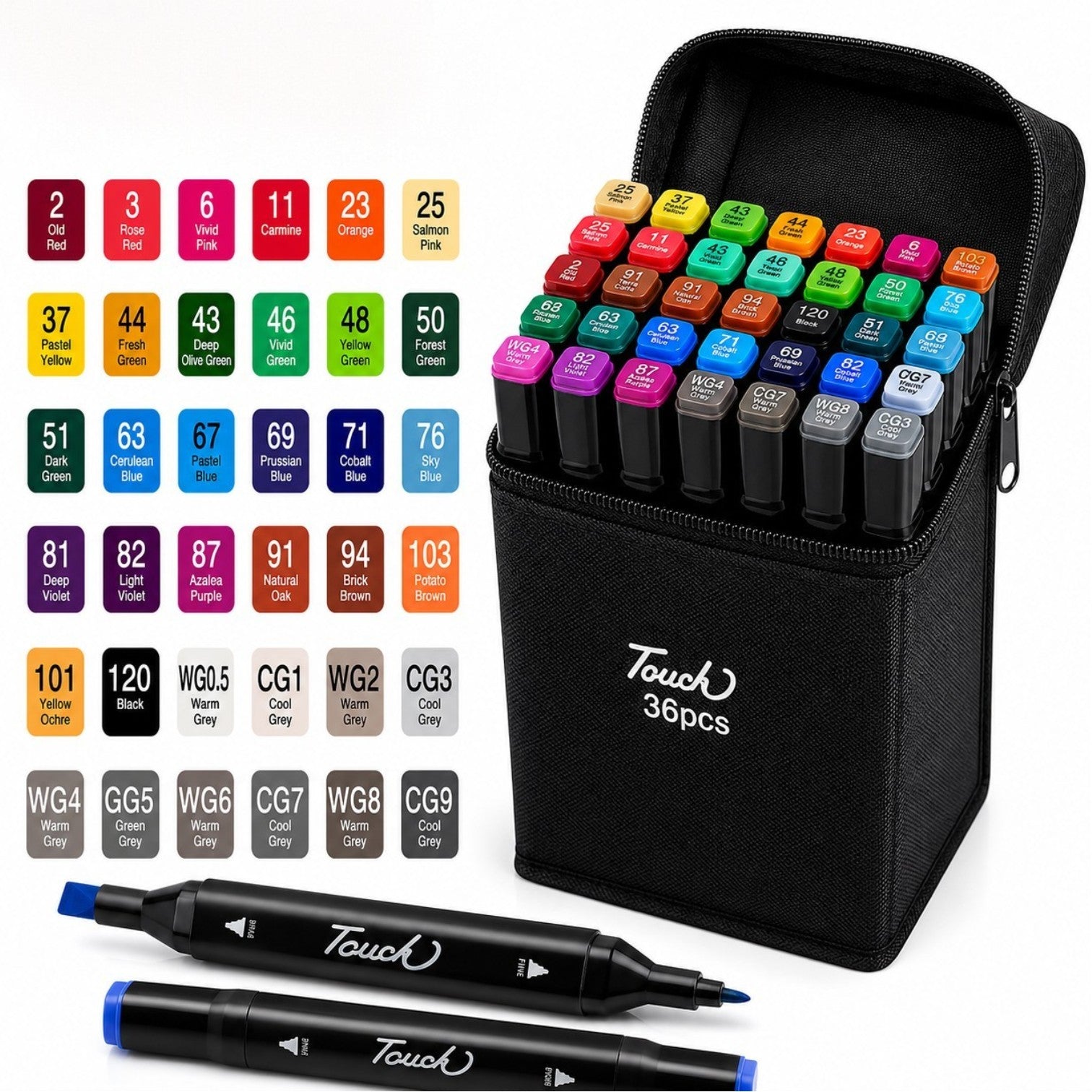 Markere 36/Set, Doua Capete, Gentuta, Carioci Multicolor, 15 cm Engros