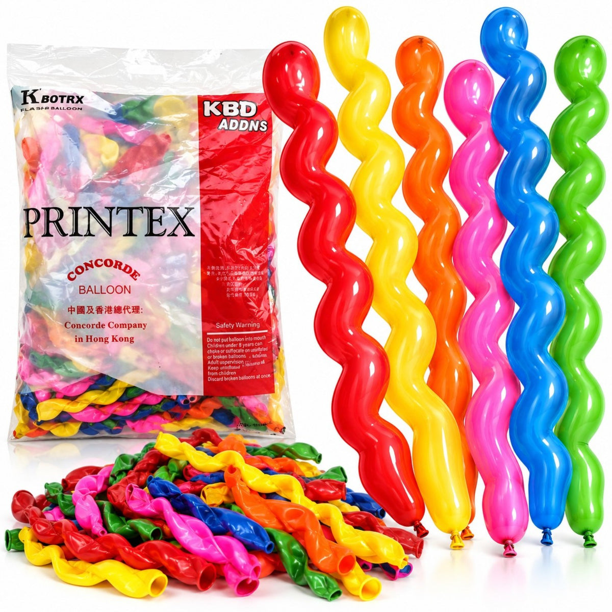 Baloane Forma Spirala 100/set, Diferite Culori Engros