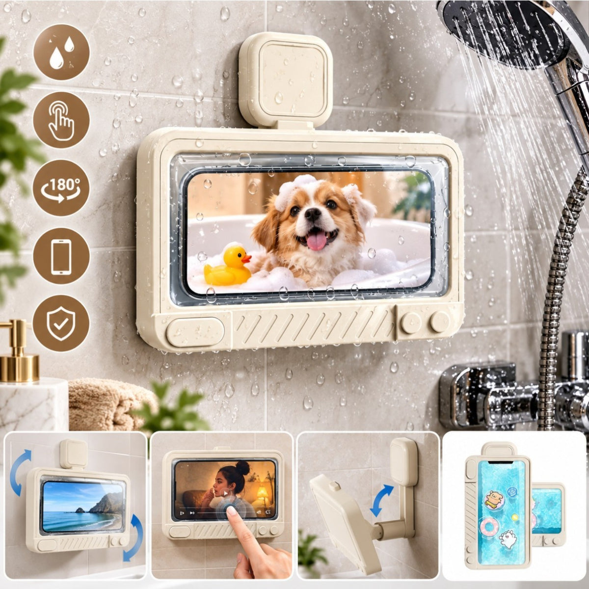 Suport Telefon 20x12cm din Plastic, Rotativ 360° Rezistent la Apă Engros