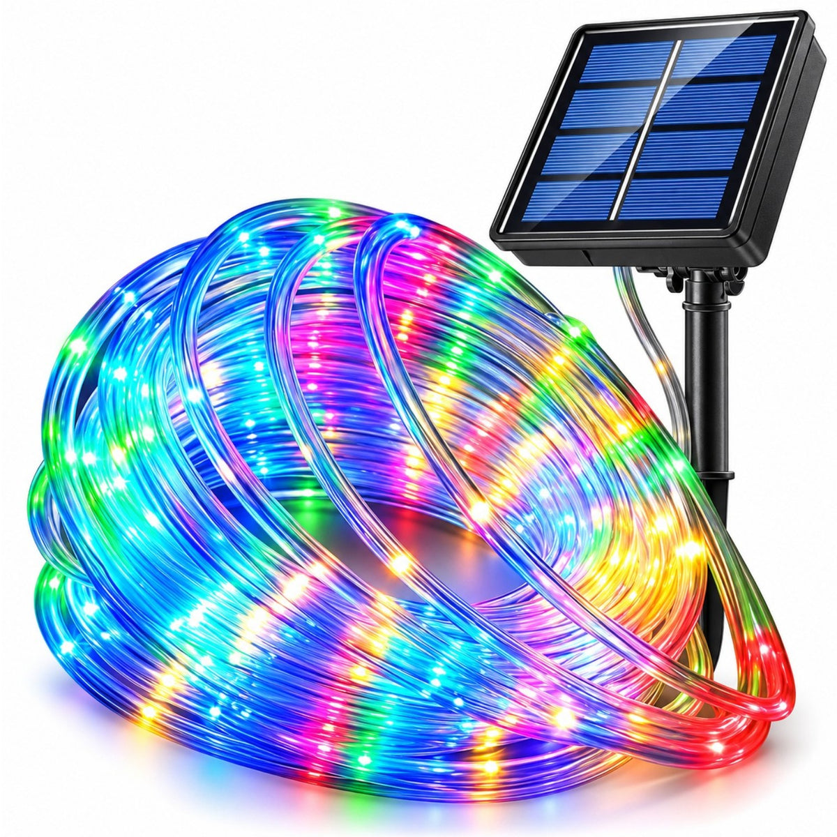 Instalatie Solara Tip Furtun 10m, 100 LED, Multicolor, cu Jocuri de Lumini si Efect Flash Engros
