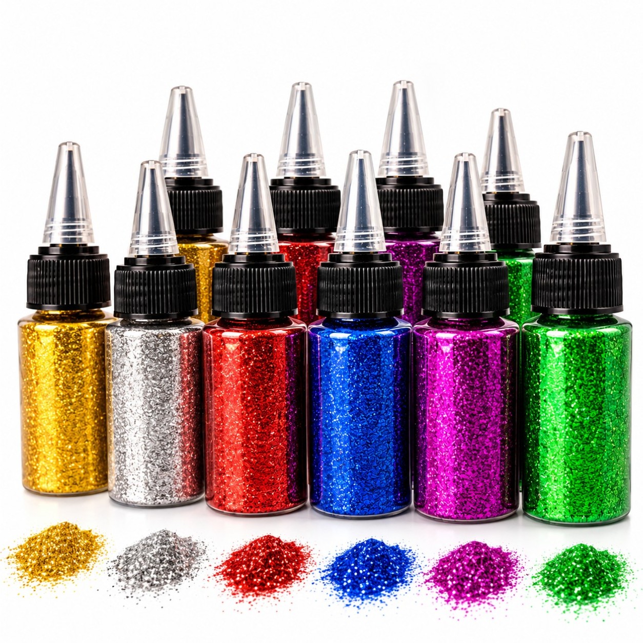Sclipici 12/set, în Sticluță 30g, Diferite Culori Engros