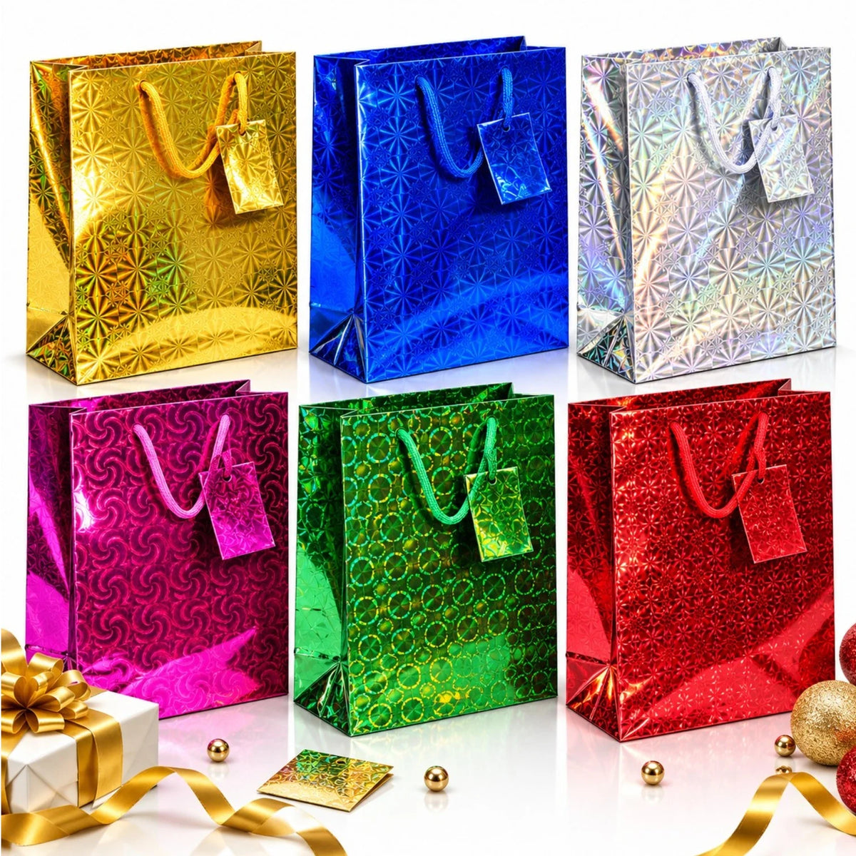 Pungi de Cadou Holografice 12/set, 18×21.5×8cm, Cartonate Engros