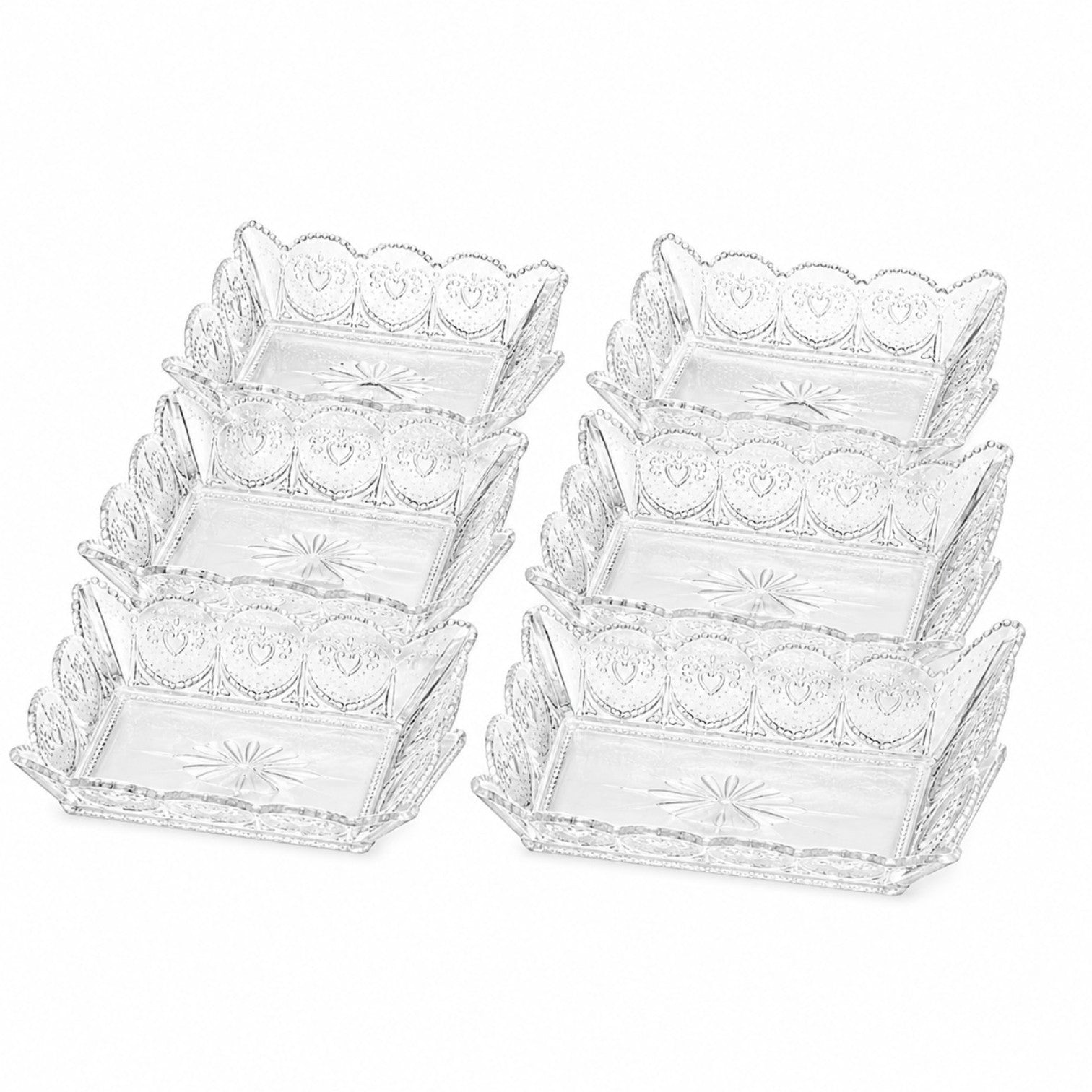 Platou din Sticlă 6/set, Model Cristal 12x8.5x3cm, Dreptunghiular Engros