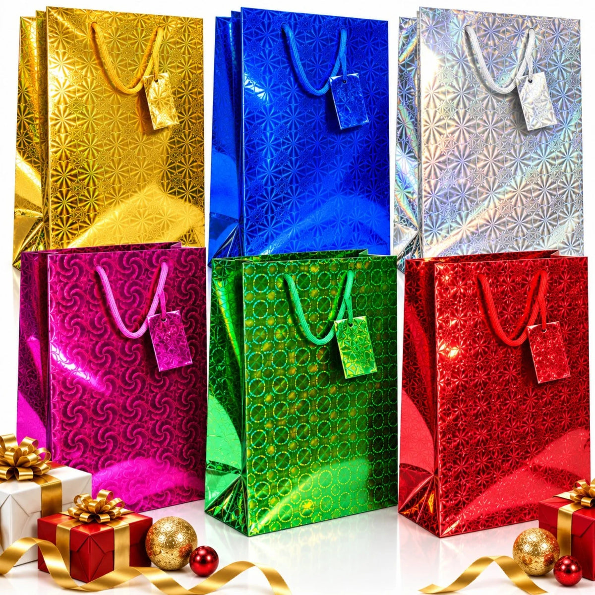 Punga de Cadou 12/set Holografica, 32x44x11cm Engros