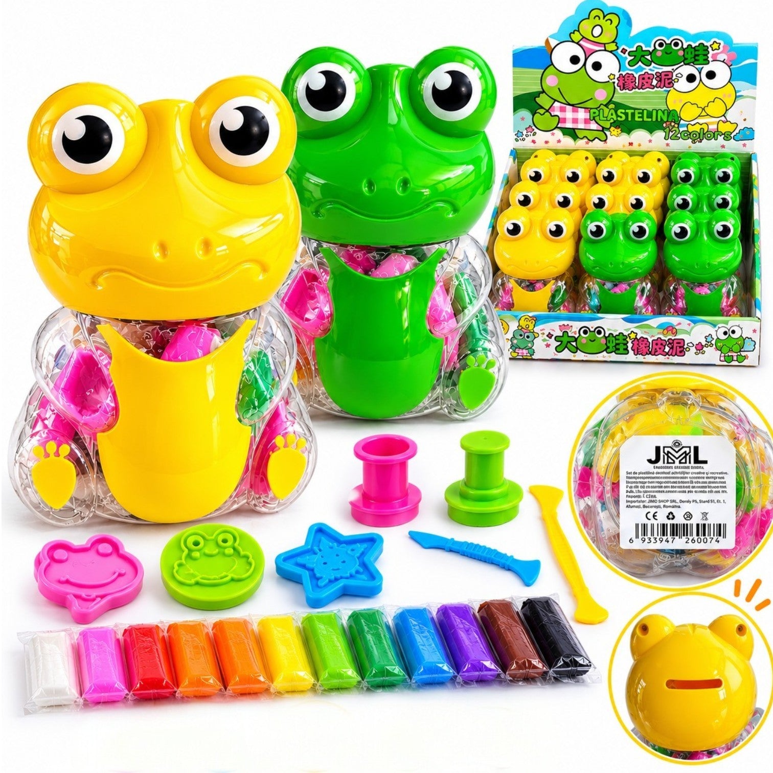 Plastilina de Modelat 9/set, Model Broscuta cu 12 Culori si Accesorii pentru Modelat, Diferite Culori Engros