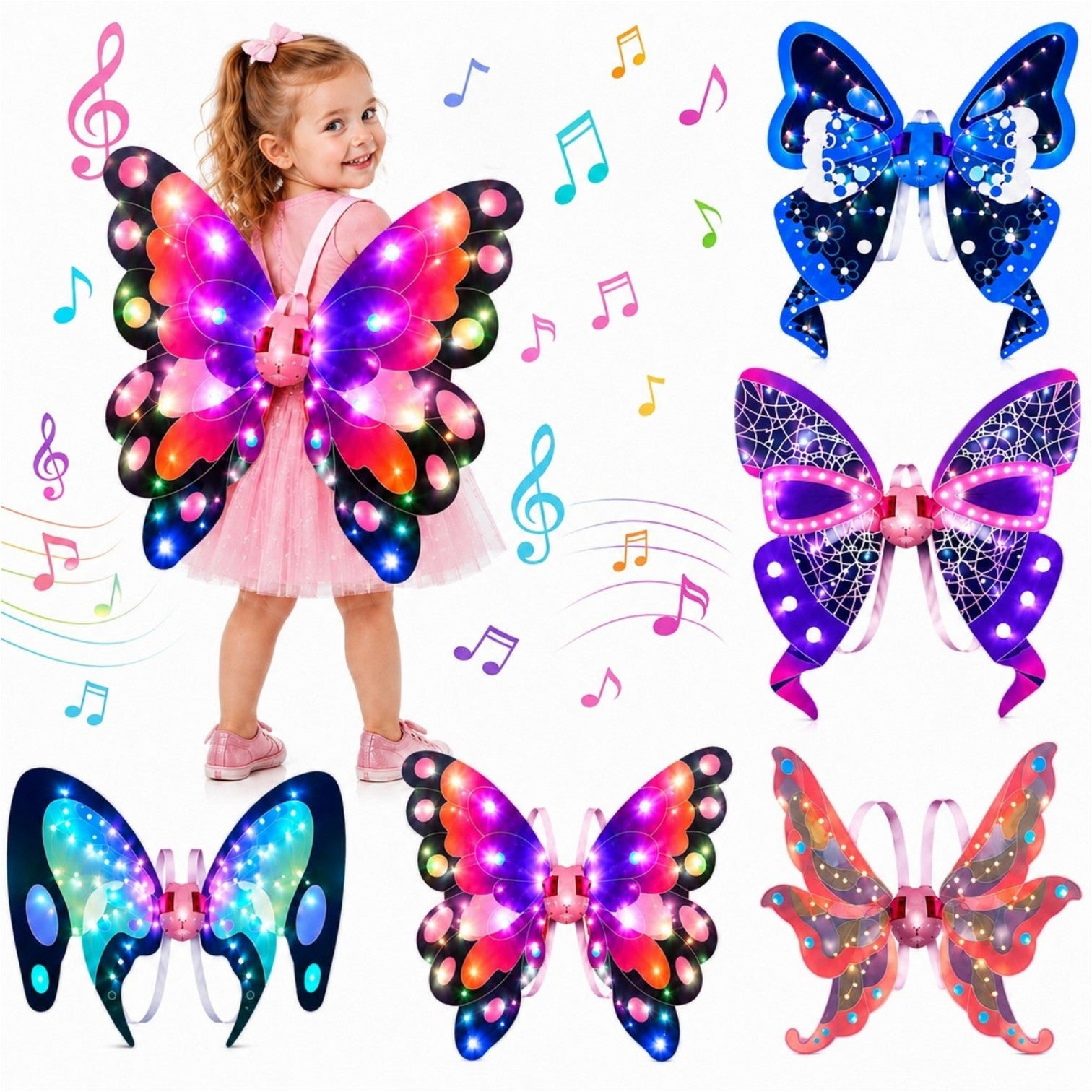 Aripi de Fluture Interactive 77×69.7×46cm , cu Lumini LED Colorate, Muzica si Miscare, pentru Copii Diferite Modele Engros