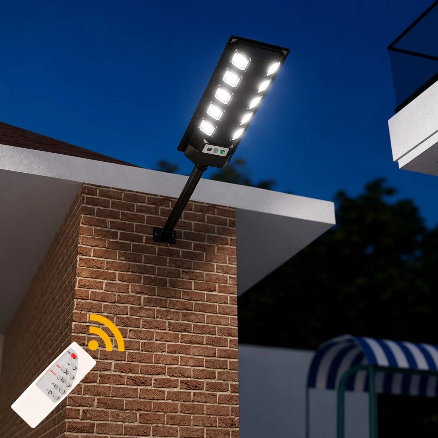 Lampă Solară Stradală BK260-10, 60cm, cu Panou Solar Integrat, 10 LED-uri Puternice, Telecomandă, Senzor de Lumină, Rezistentă la Apă Engros