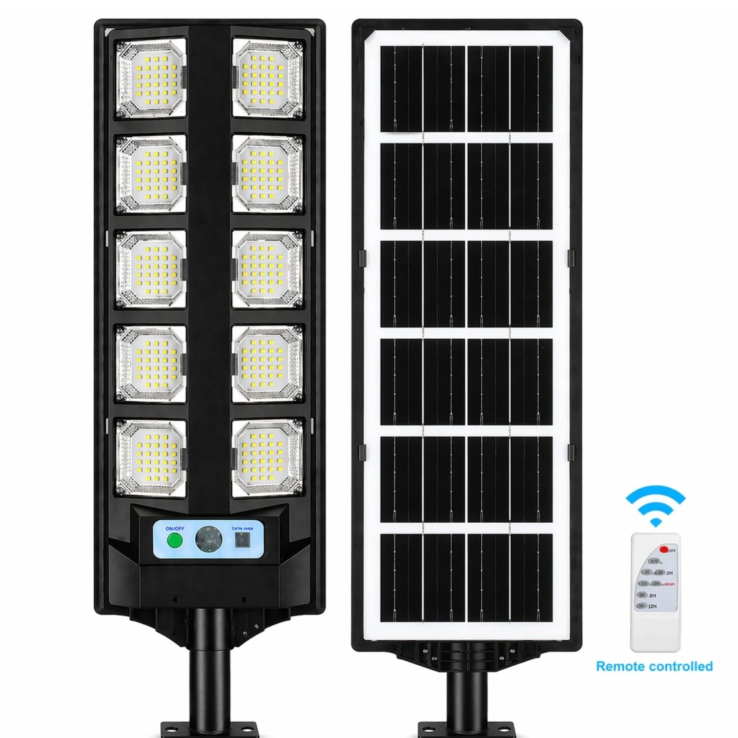 Lampă Solară Stradală BK260-10, 60cm, cu Panou Solar Integrat, 10 LED-uri Puternice, Telecomandă, Senzor de Lumină, Rezistentă la Apă Engros