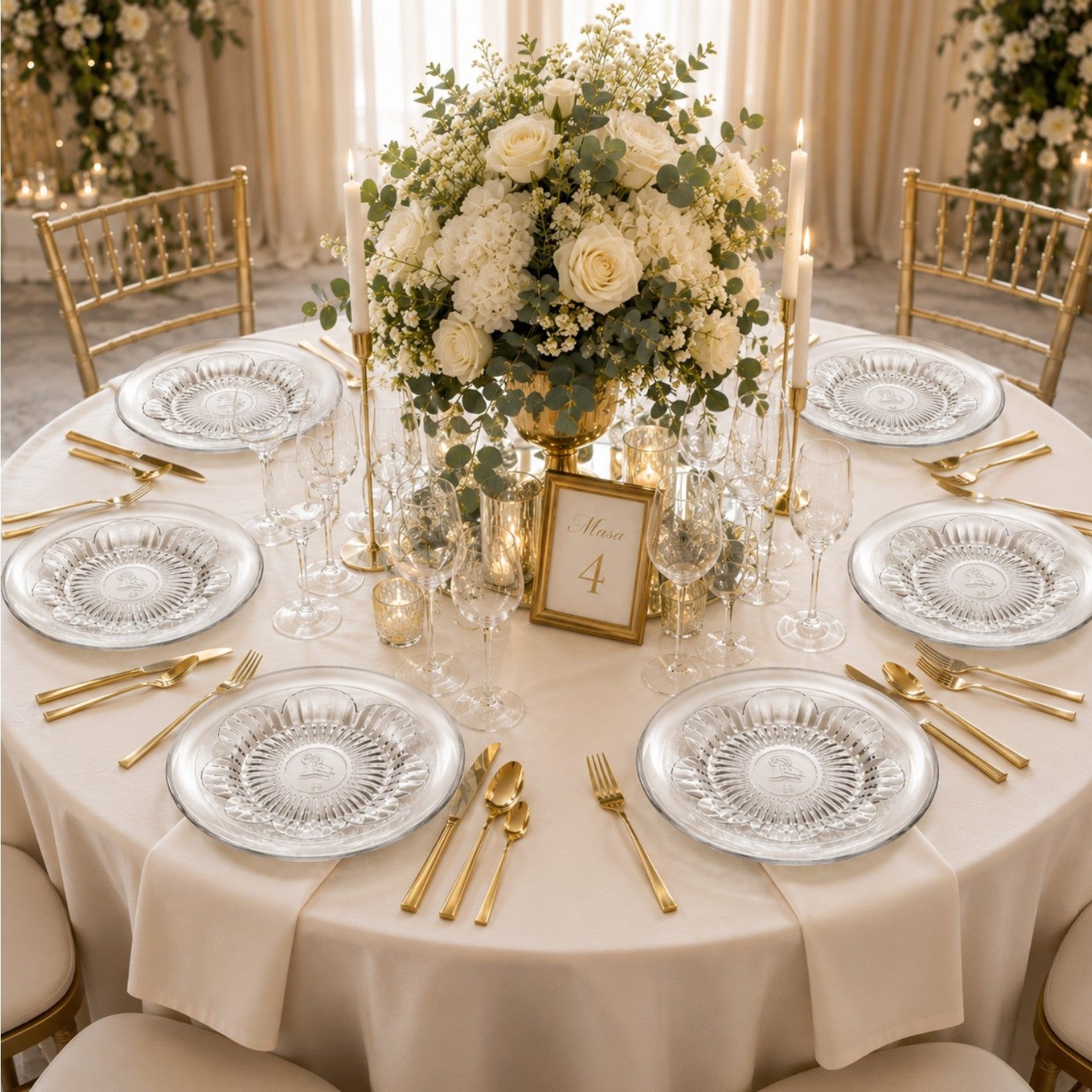 Farfurie Adâncă din Sticlă 6/set, Transparentă 23cm, Model Floral Engros