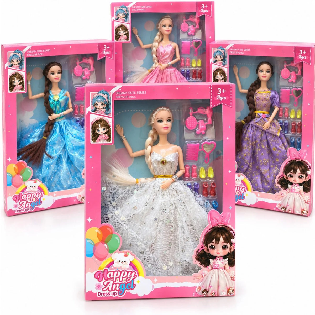 Papusa Mobila din Plastic 30cm, cu Rochie Eleganta, 8 Perechi de Pantofi si Accesorii, Diferite Modele Engros