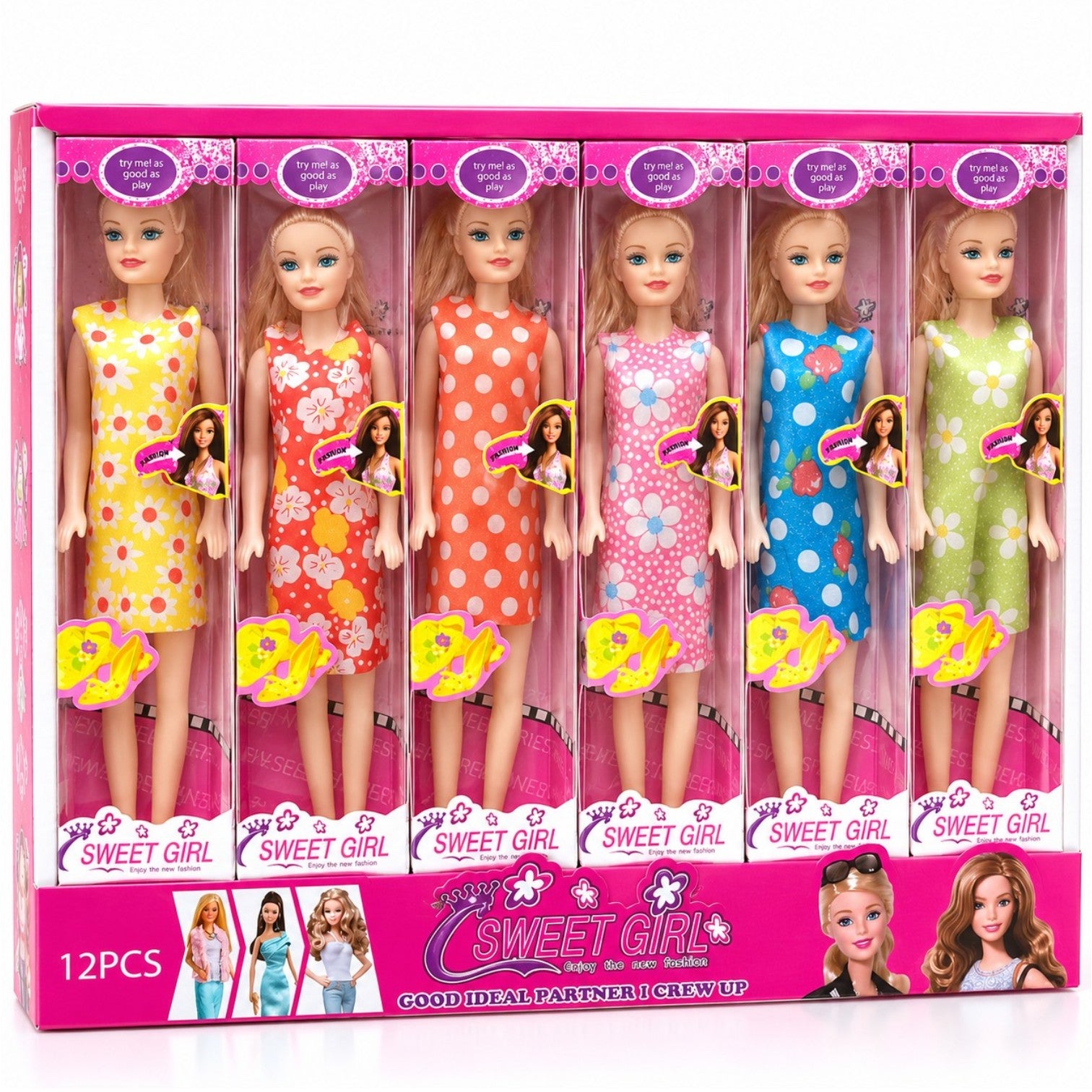 Păpuși 12/set din Plastic 26cm, din Material Textil Diferite Modele Engros