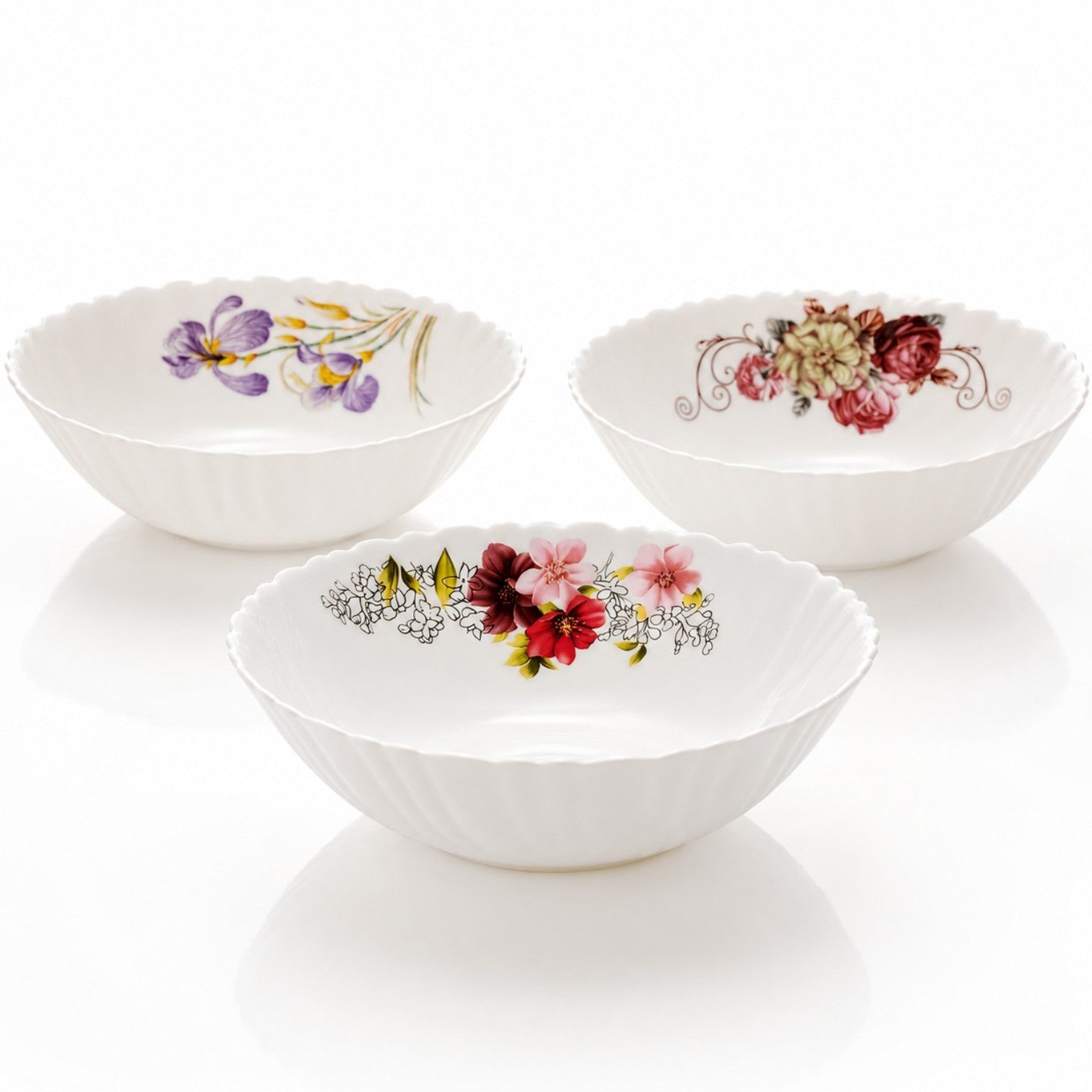 Castron Adânc 6/set, din Opal 17.5x5cm, Diferite Modele Florale Engros