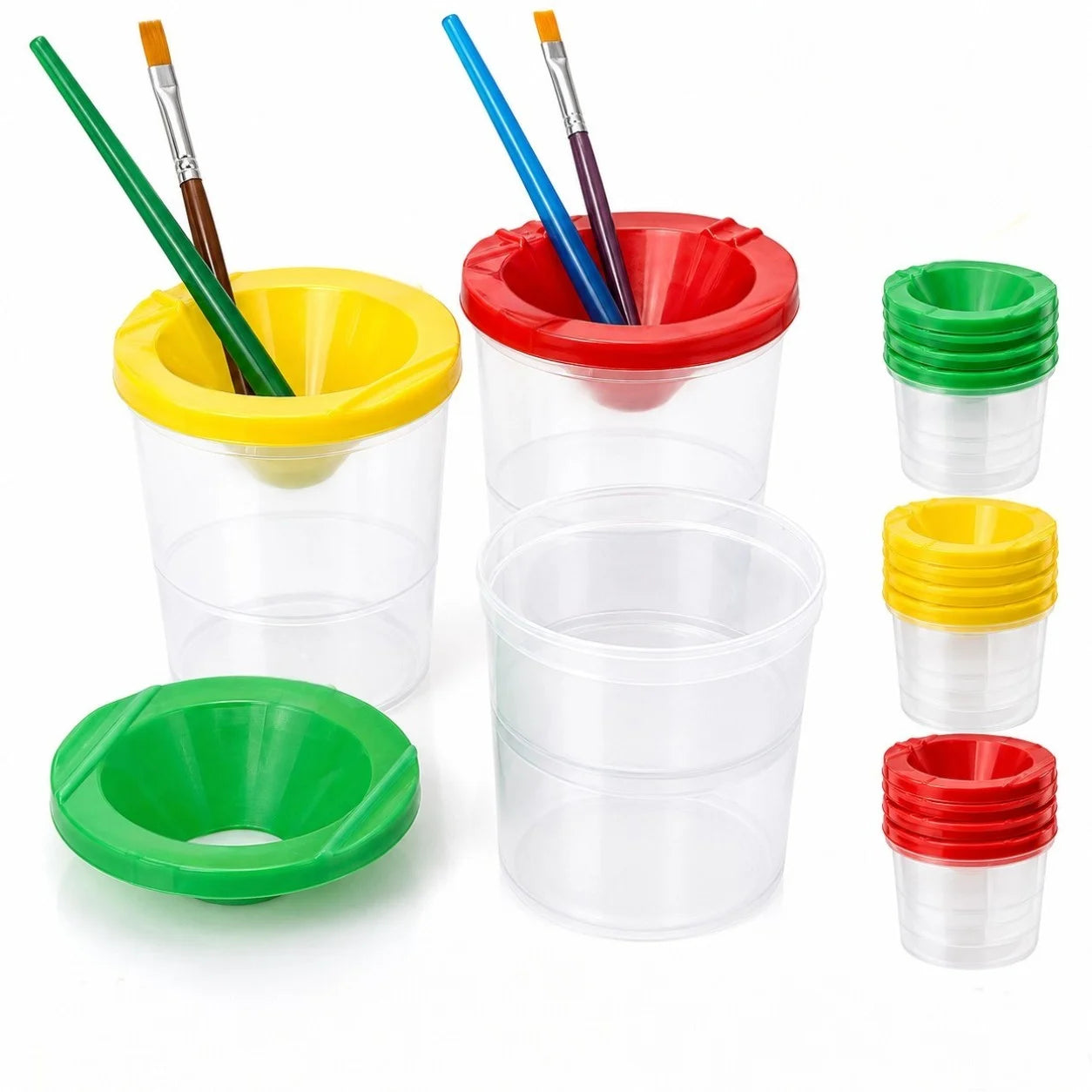 Recipient Plastic 100/Set pentru Pictura 8cm, cu Capac Suport, Diferite Culori Engros