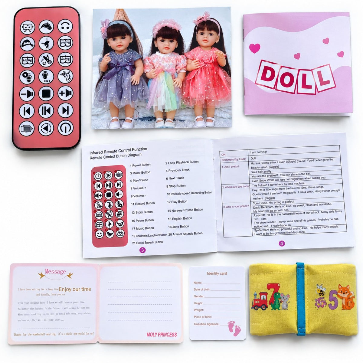 Papusa Interactiva din Vinil 55cm, cu Telecomanda, Recunoastere Vocala, Dialog, Muzica, Povesti, Inregistrare Voce si Miscari, Diferite Modele Engros