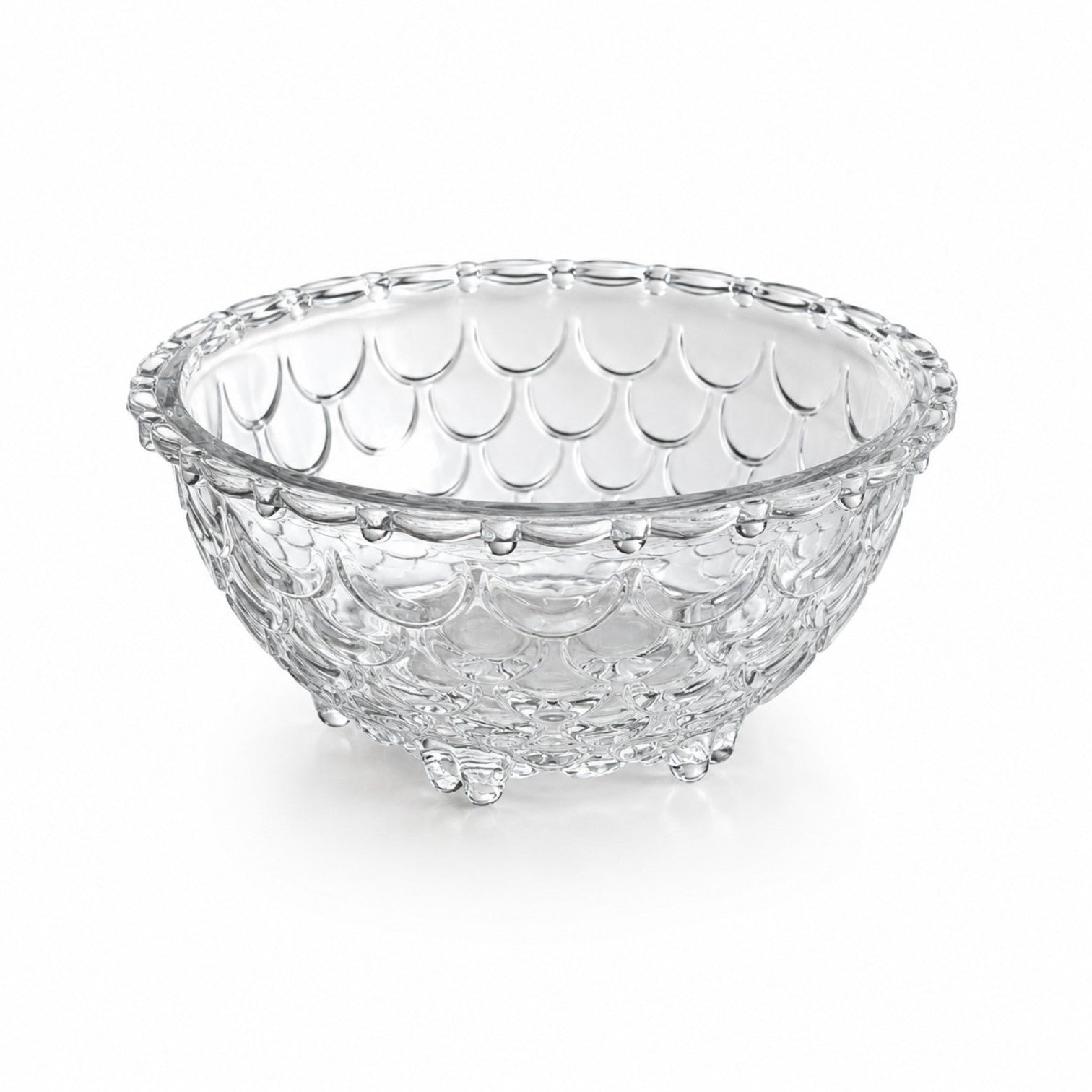 Bol din Sticla 6/set, Model Solzi cu Piciorușe, 11.5x5cm Transparent Engros