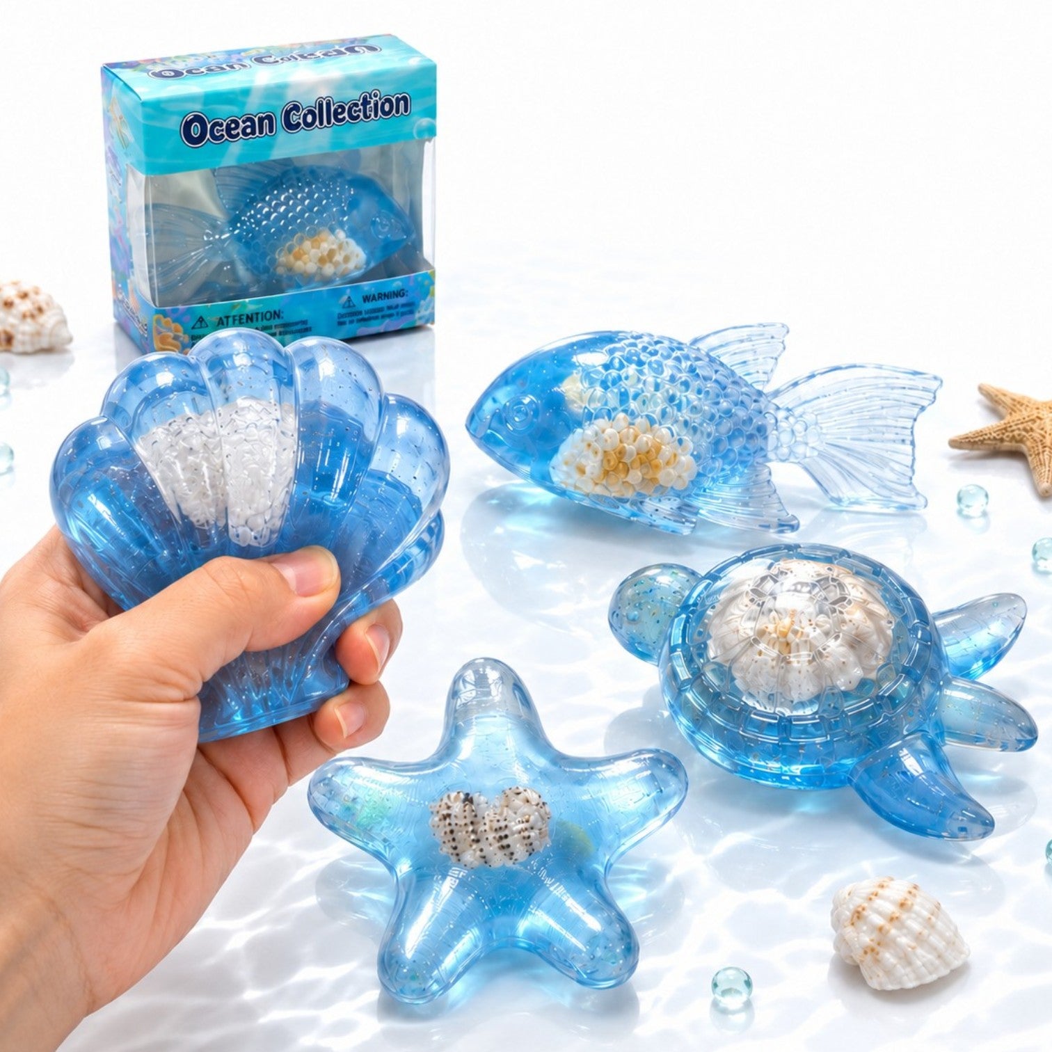 Jucarii Antistres Squishy Ocean 12/Set, Animale Marine 7×4cm, Soft Squeeze, Diferite Modele Engros