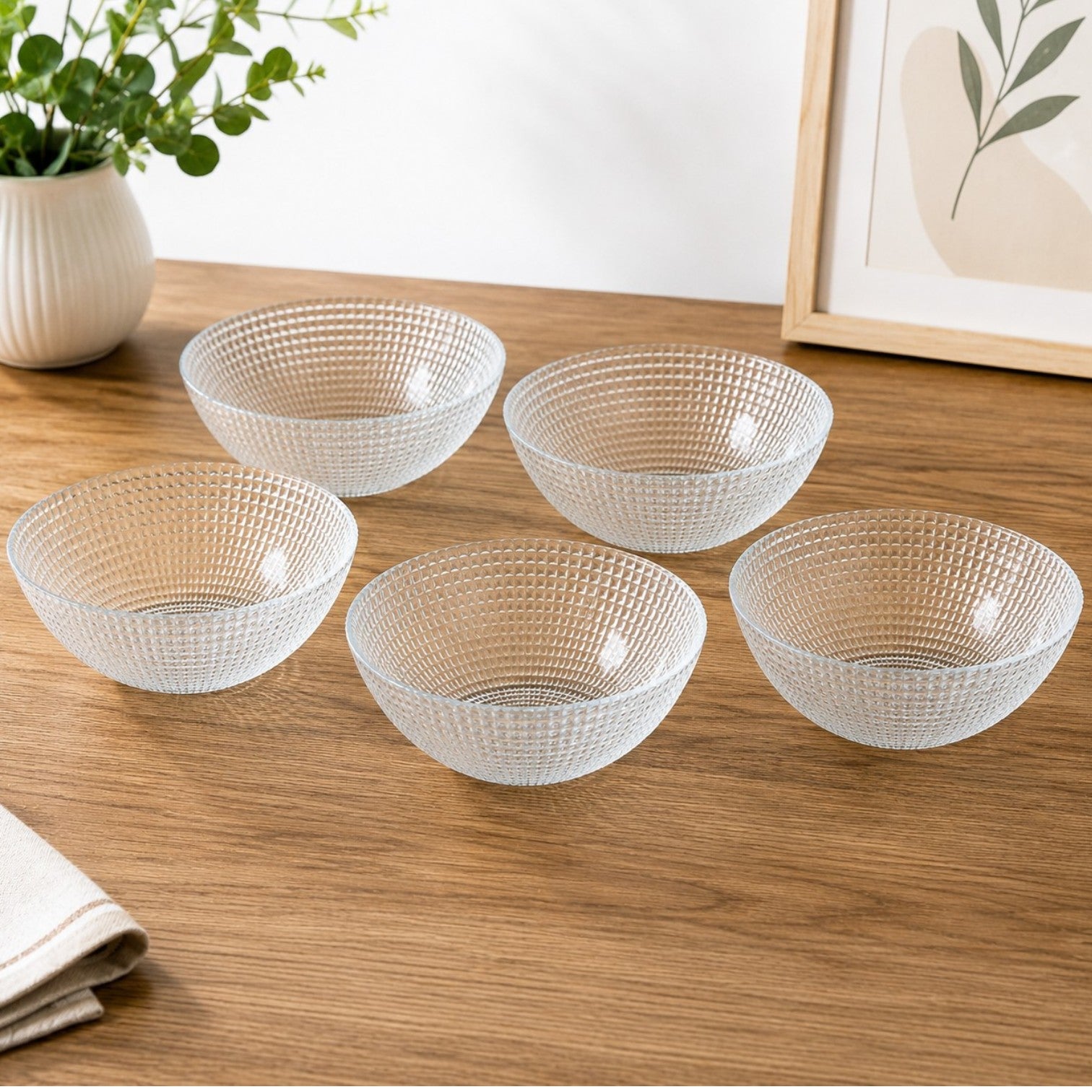 Bol din Sticlă 6/set, Model Cristal 16.5x6cm, Transparent Engros