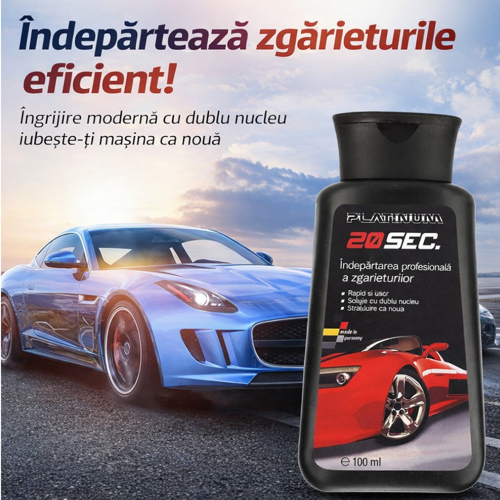 Soluție Reparare Zgârieturi Auto 100ml Platinum 20 Secunde, Kit Restaurare Vopsea cu Burete Aplicator Inclus Engros