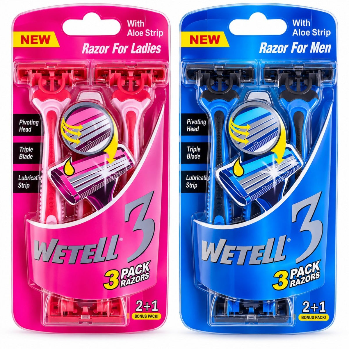 Aparate de Ras 3 Buc/Set, 3 Lame, Banda Lubrifianta cu Aloe Vera, pentru Femei si Barbati Engros