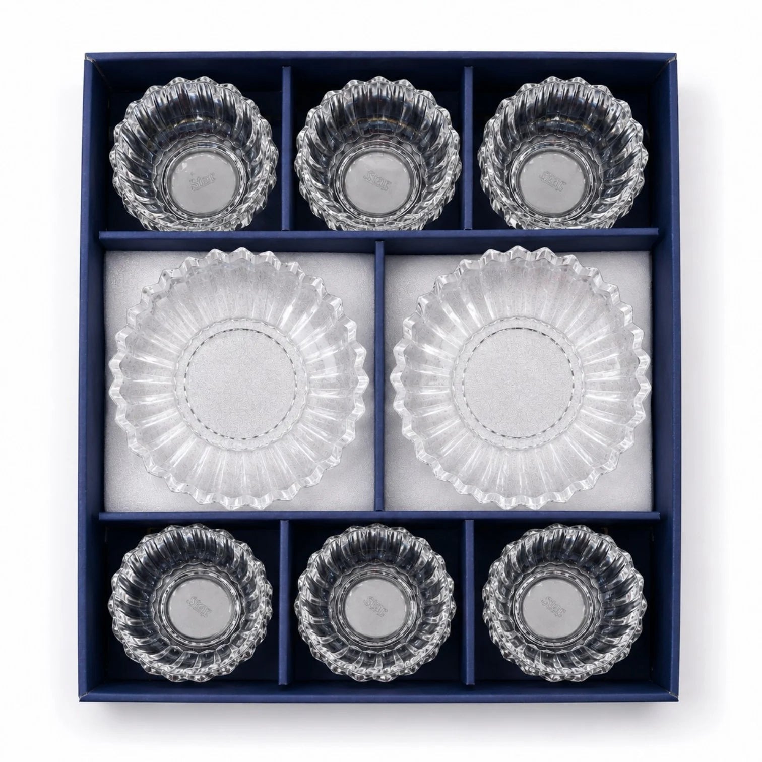 Cupa 10x6cm, cu Farfurie 16cm din Sticlă, 6/set pentru Înghețată, Model Cristal Engros