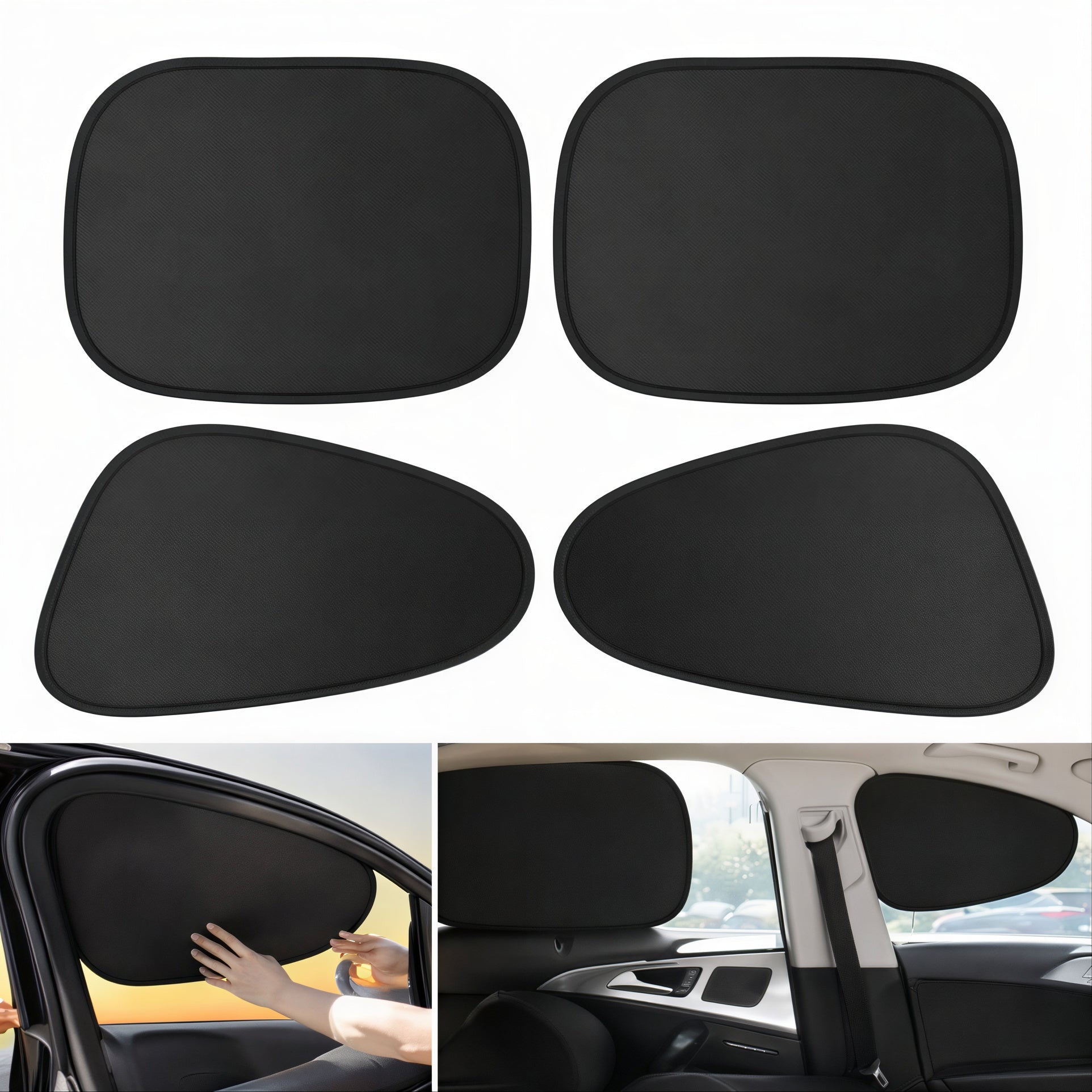 Parasolar Auto 50cm pentru Geam Lateral, 4 buc, Folie Electrostatică Opacă, Protecție UV Engros