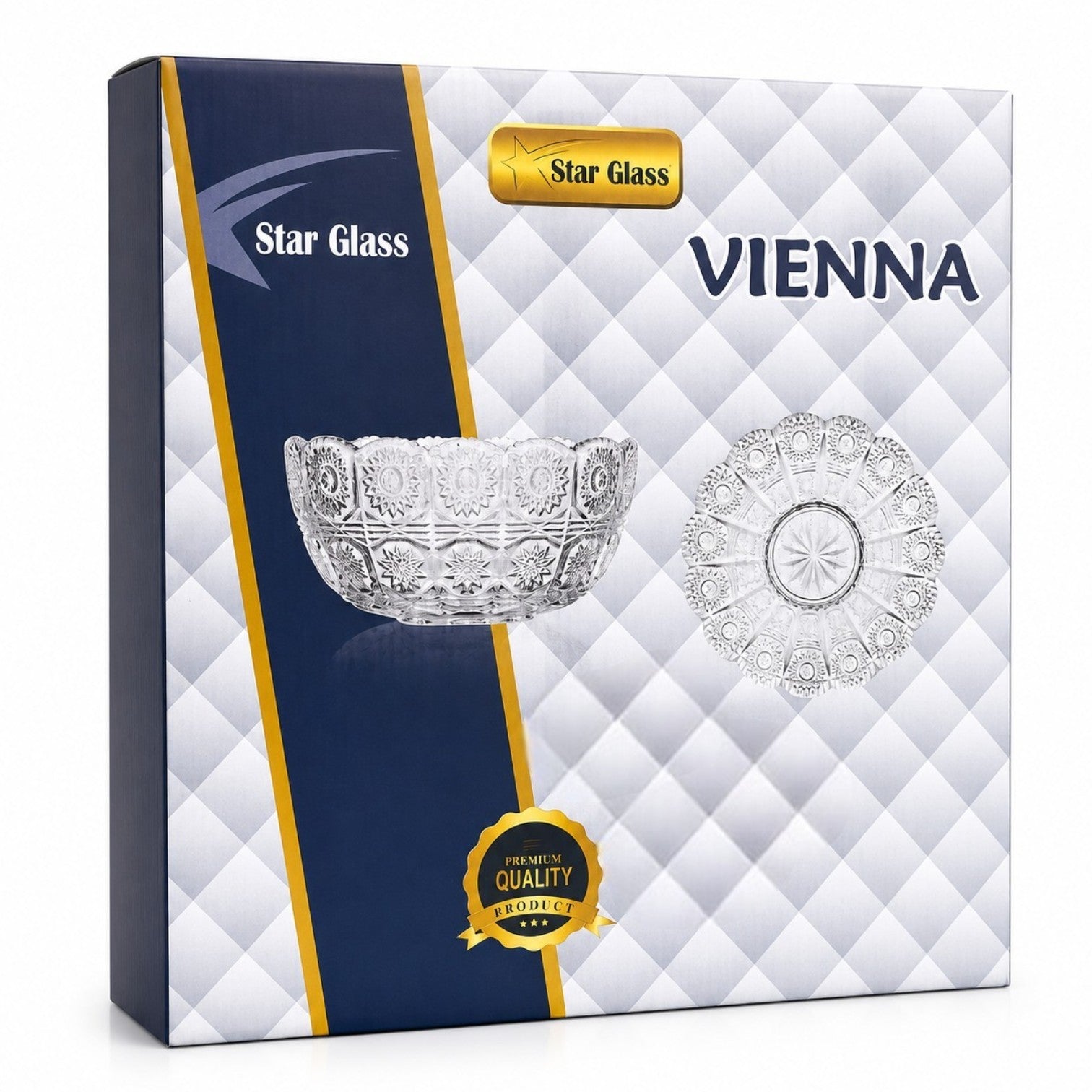 Cupa 11x5.5cm, cu Farfurie 14cm din Sticlă, 6/set pentru Înghețată, Model Cristal Engros