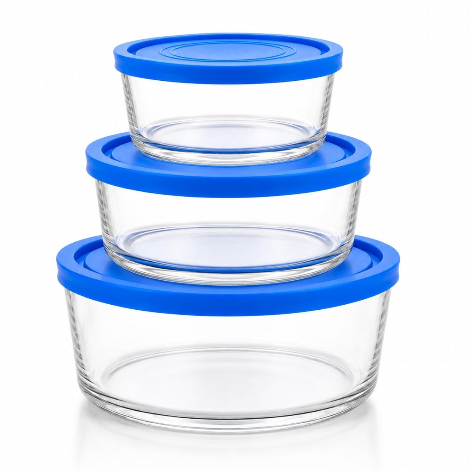 Caserola din Sticlă 3/set, Rotundă 18.5x8.5cm, Diferite Dimensiuni Engros