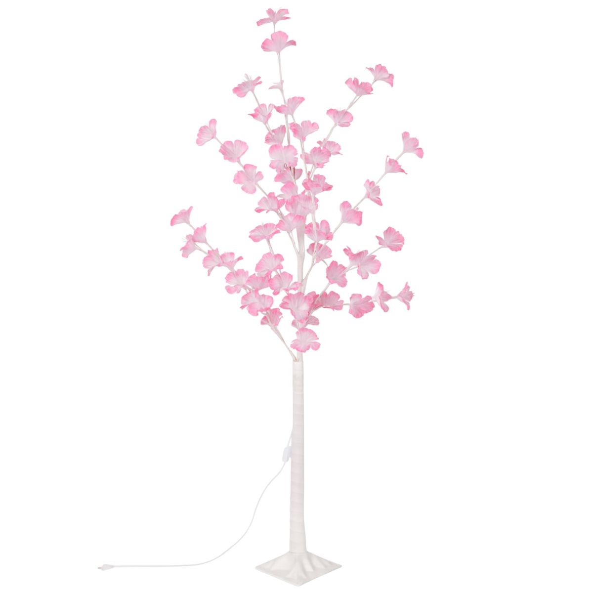 Pom Decorativ 165cm, Brad Artificial de Craciun, cu Lumina LED Alb Cald, Model Floare Roz, pentru Interior si Exterior Engros