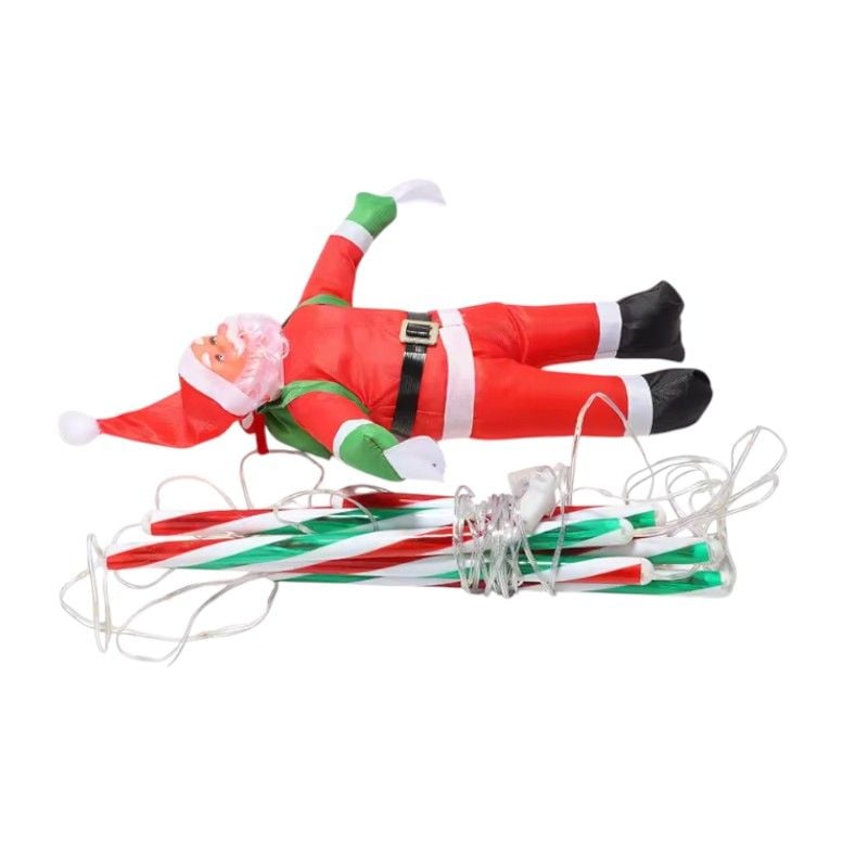 Scară Decorativă 190cm cu Moș Crăciun 30 cm, Lumini LED Multicolore și Diferite Ornamente Engros