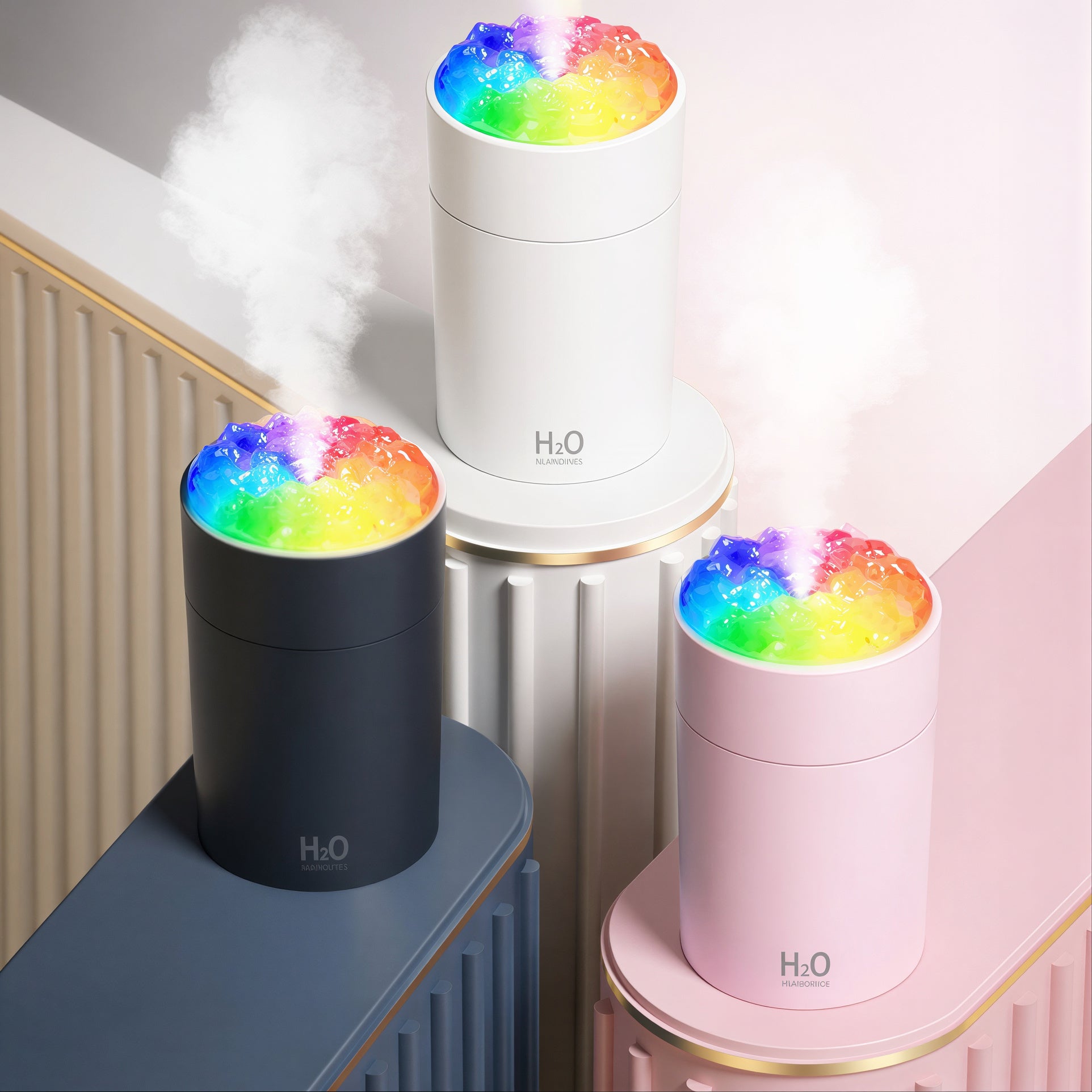 Umidificator de Aer 10.5x5.5cm cu Lumină LED Multicolor, Design Compact Alimentare USB Diferite Culori Engros