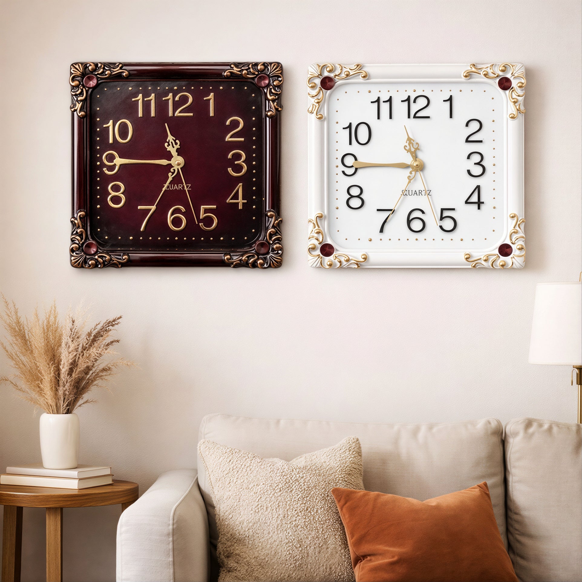 Ceas de Perete Decorativ 25x25cm din Plastic, Diferite Culori Engros