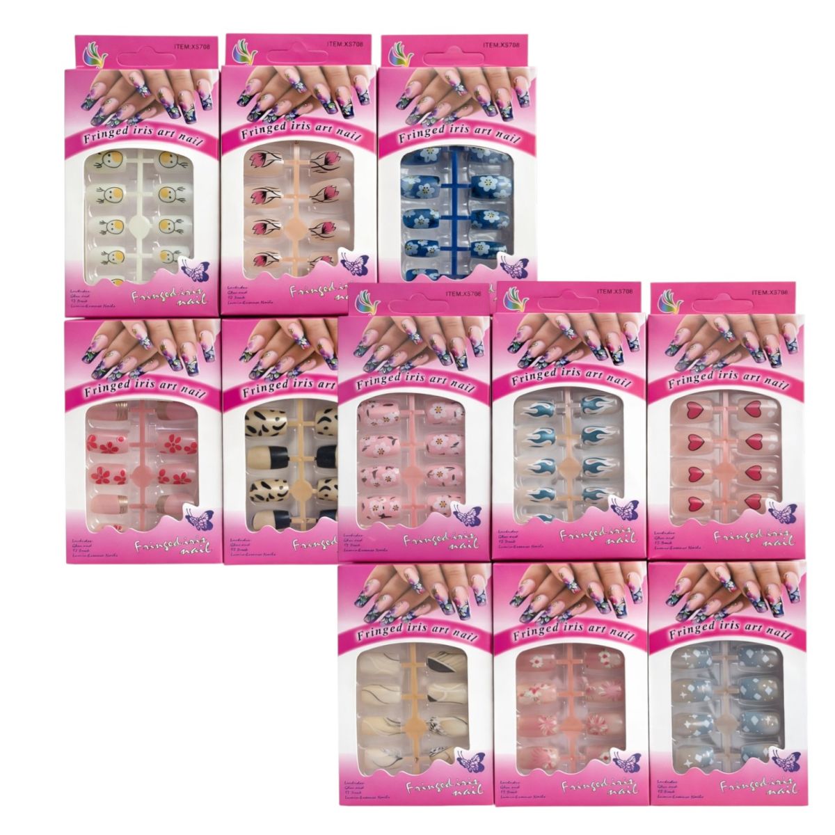 Unghii False 12/set, Aplicare Rapidă cu Bandă Adezivă, Diferite Modele Engros