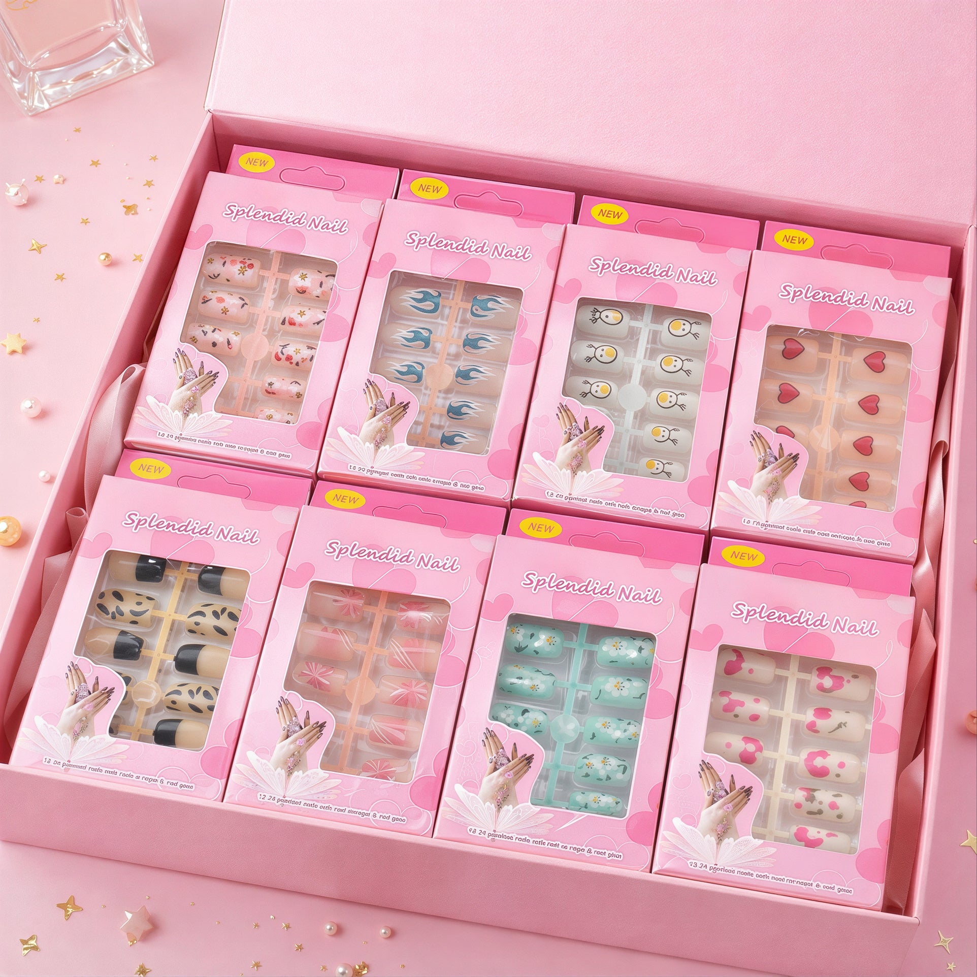 Unghii False 12/set, Aplicare Rapidă cu Bandă Adezivă, Diferite Modele Engros