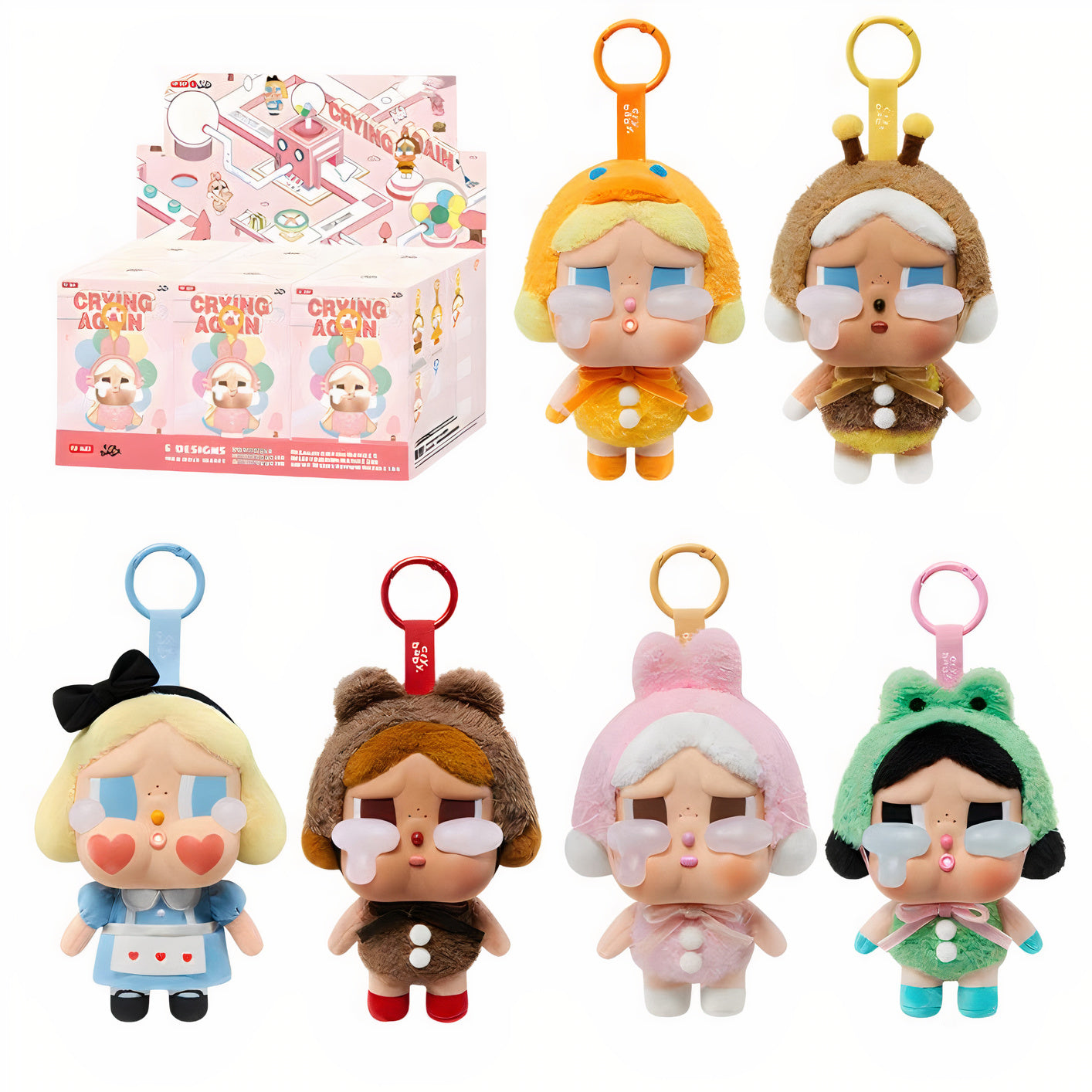 Jucărie de Plus 6/set Crybaby Crying Again, 15cm Seria Blind Box cu Față Vinyl, Diferite Modele