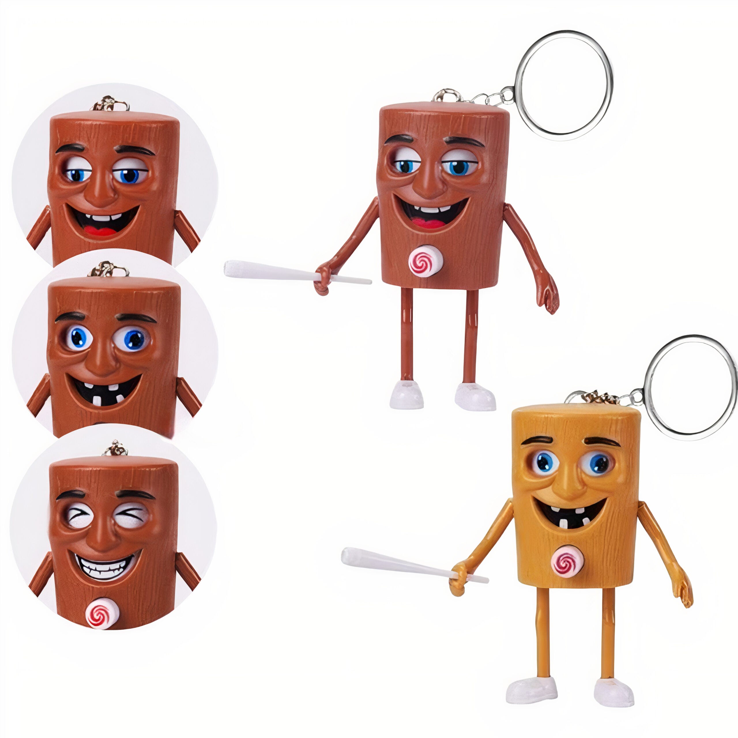Figurina Breloc 12/set Tung Tung Shaur 9cm, cu Schimbare de Expresie Diferite Culori Engros