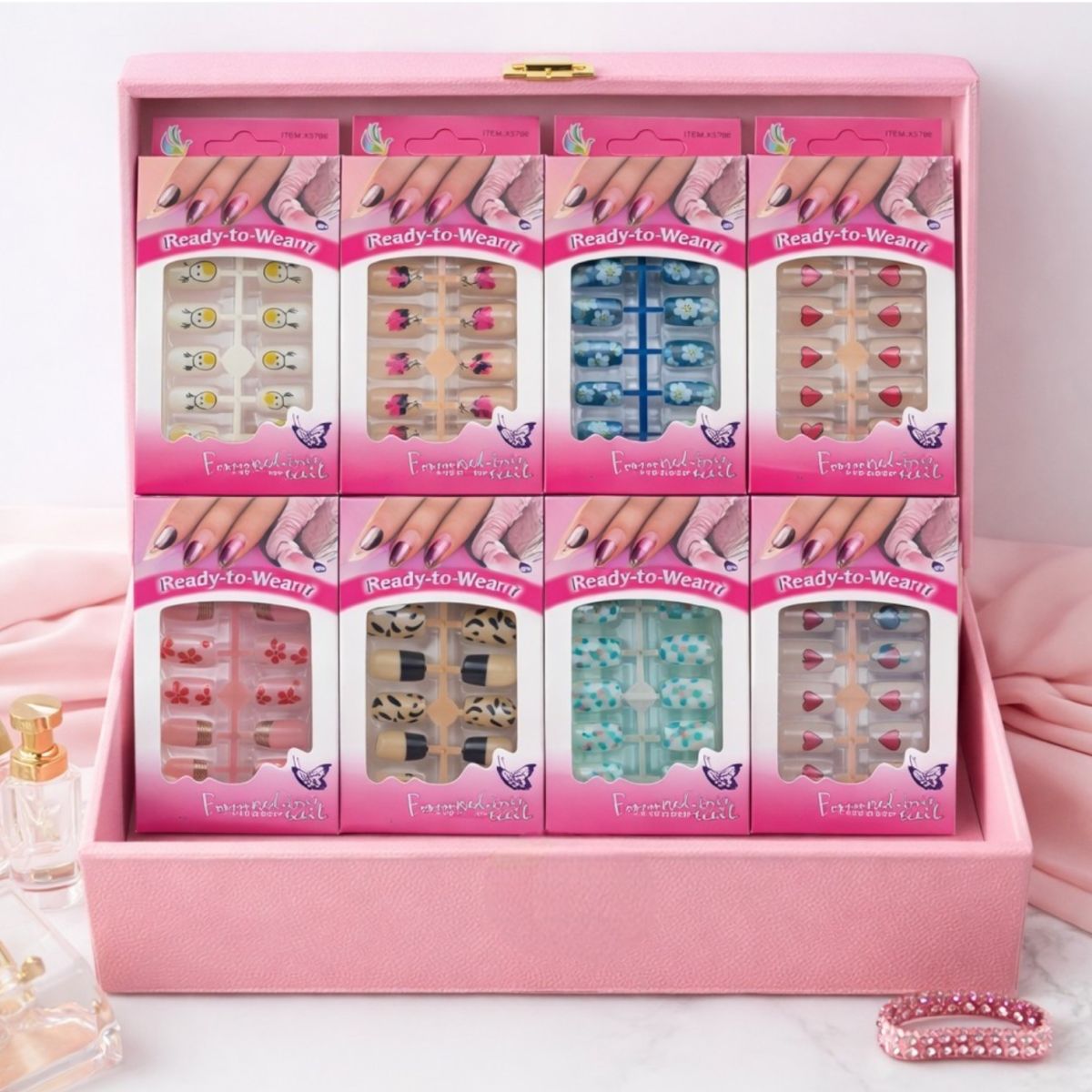 Unghii False 12/set, Aplicare Rapidă cu Bandă Adezivă, Diferite Modele Engros