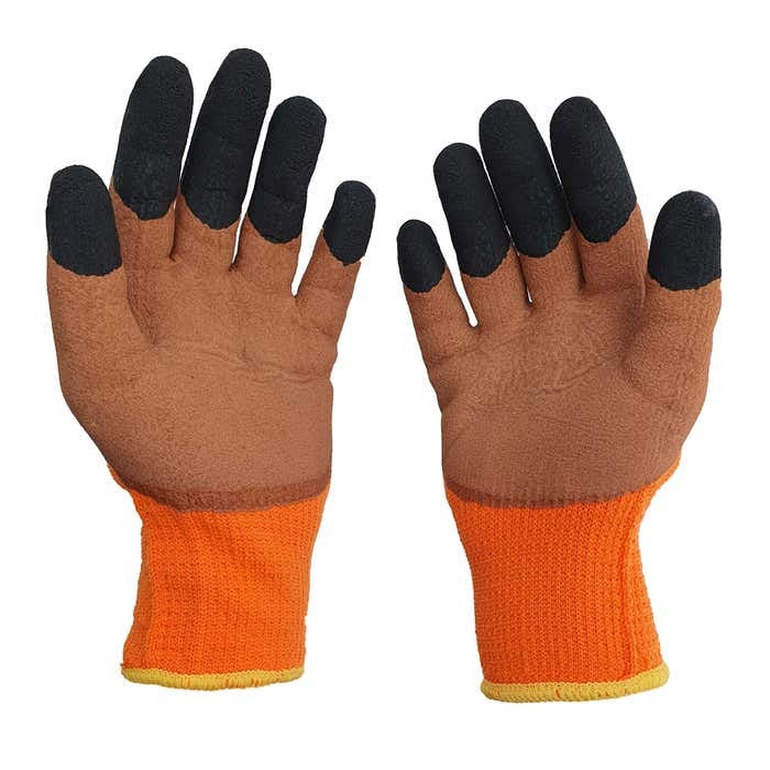 Manusi de Protectie cu Material Gros 12/set, Marimea 10, Maro Negru si Portocaliu, 29-47 Engros