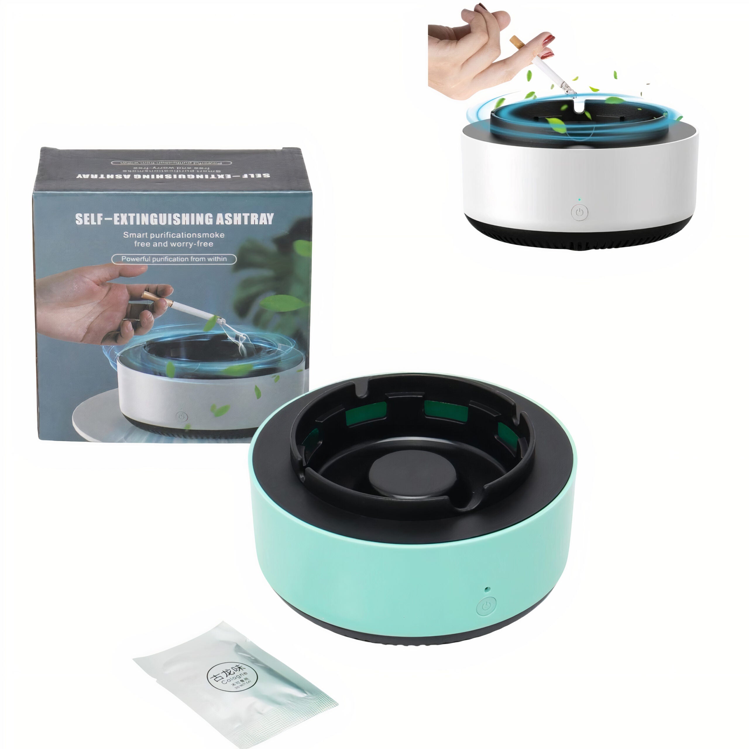 Scrumieră Electronică cu Purificare Aer și Auto-Stingere, 13x8cm Reîncărcabilă USB Diferite Culori Engros