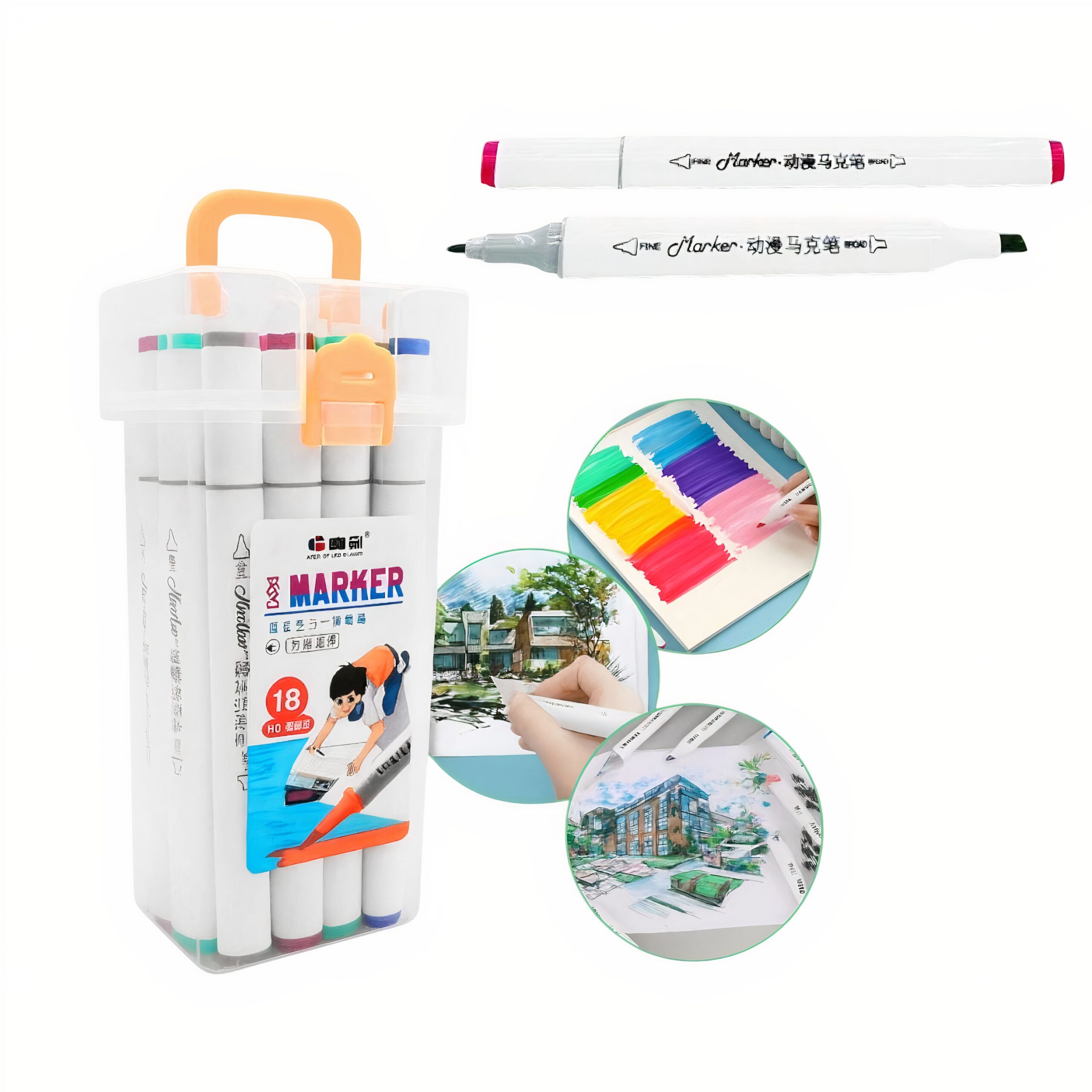 Markere Acrilice 18/set in Gentuta Transparenta 14cm din Plastic, Multicolore Engros