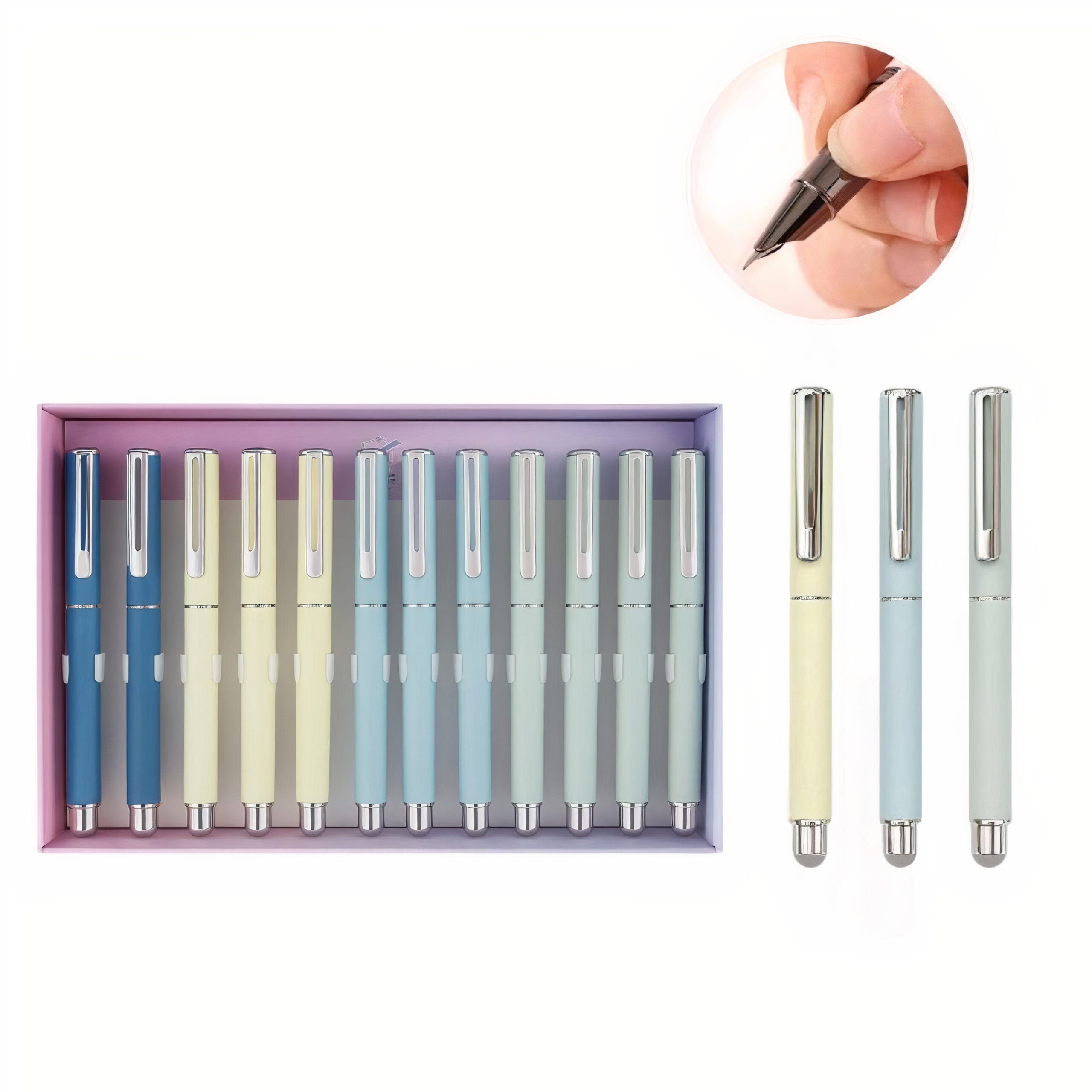 Stilouri Metalice 12/set cu Radiera, Cerneala Termosensibila12cm Diferite Culori Engros