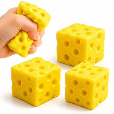 Jucărie Squishy Cheese Cube 12/set, Anti-Stres 6.5x6.5cm, Slow Rising, Model Branza Engros