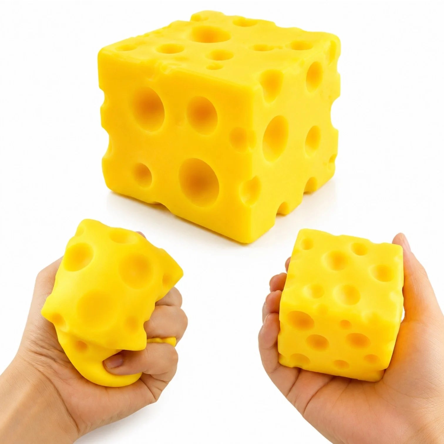 Jucărie Squishy Cheese Cube 6.5x6.5cm Anti-Stres, Slow Rising, Model Branza Engros