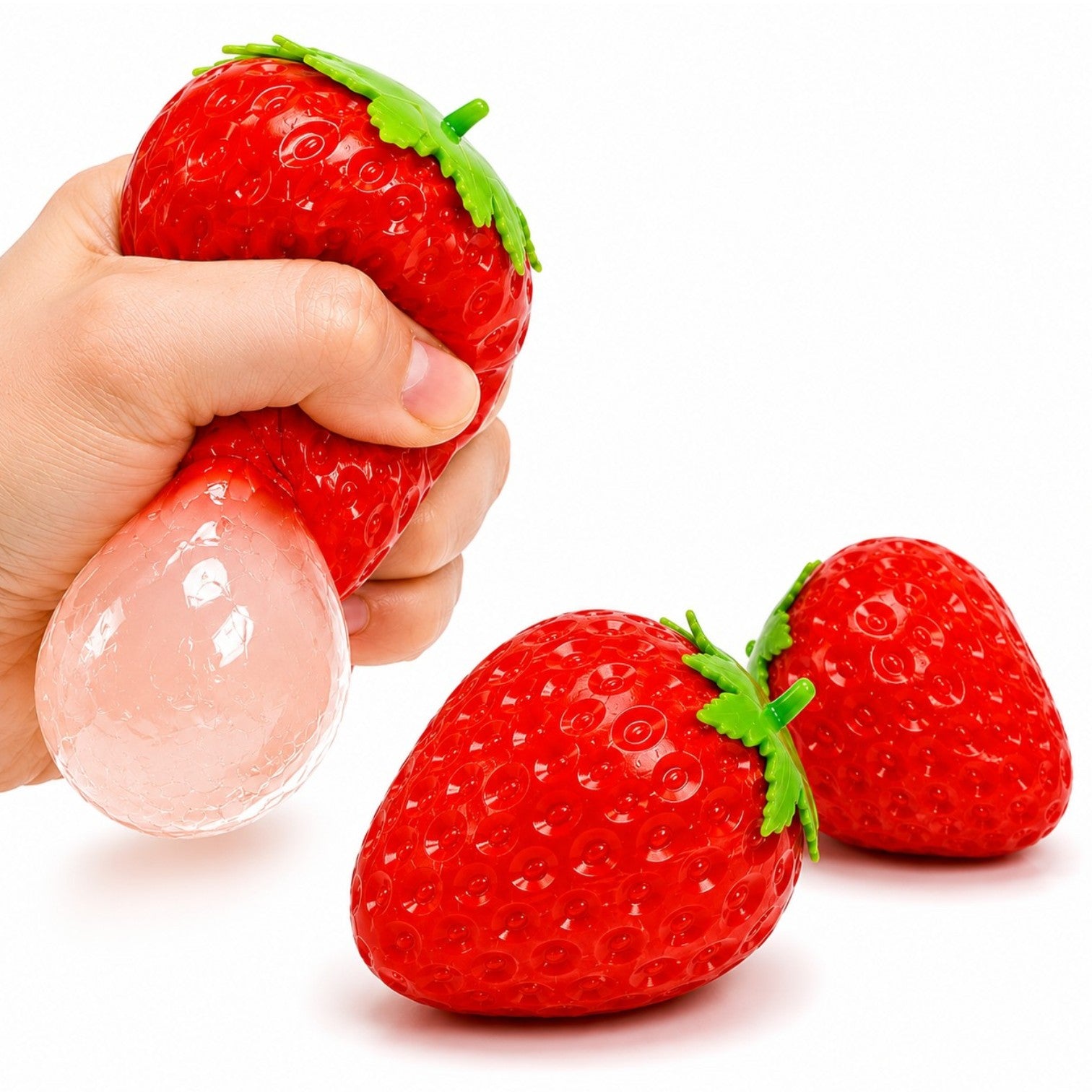 Jucărie Squishy Căpșună 8cm, cu Gel Extensibil, Anti-Stres, Diferite Culori, Model Strawberry Squeeze Engros